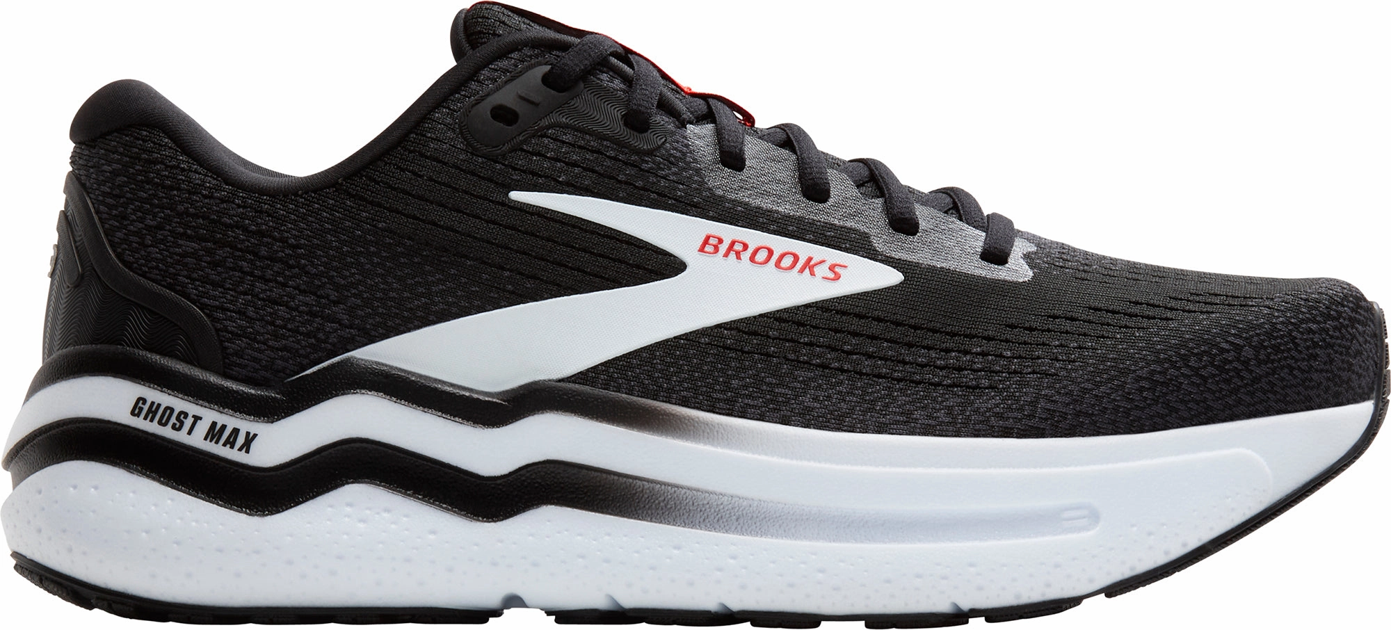 mesh shoes Impact Absorbing Brooks Ghost Max 2 Mens Running Shoes - Black