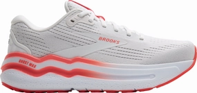 Brooks Ghost Max 2 Womens Running Shoes - White running in a coastal area