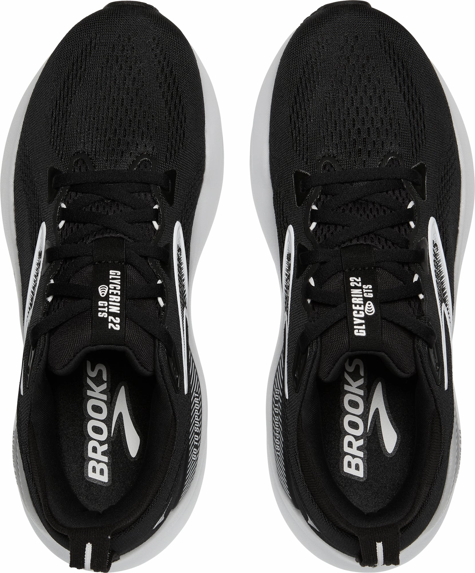 Single color Brooks Glycerin GTS 22 Womens Running Shoes - Black