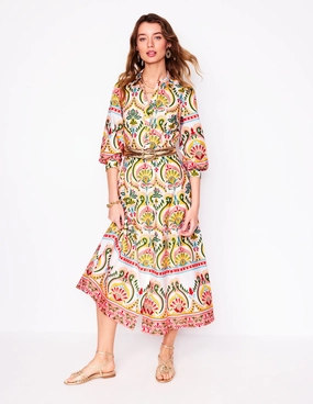 Stain-Guard-Finish Clara Cotton Shirt Dress-Multi, Ornamental Floral