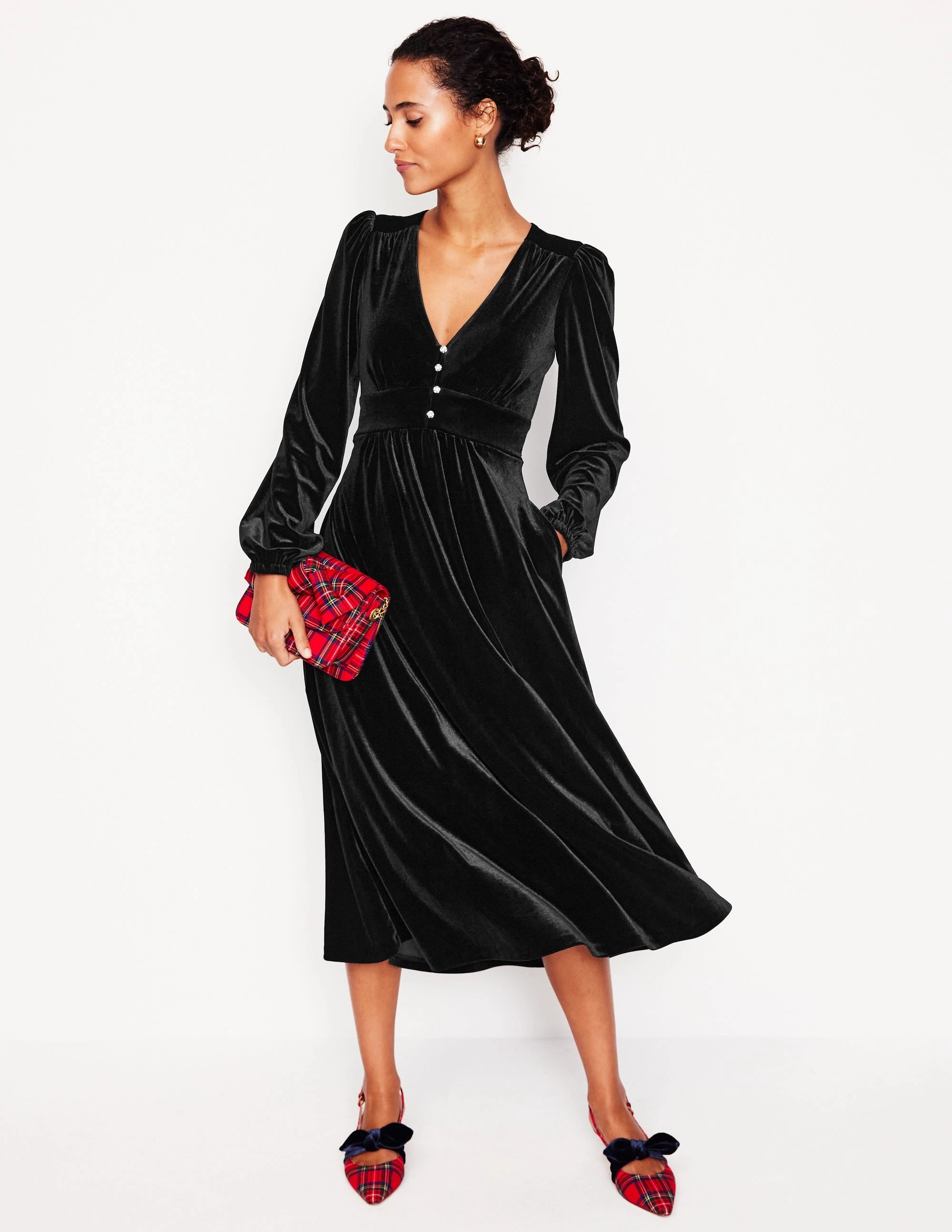 Jocelyn Velvet Tea Dress-Black Timeless Fit Flawless Fit