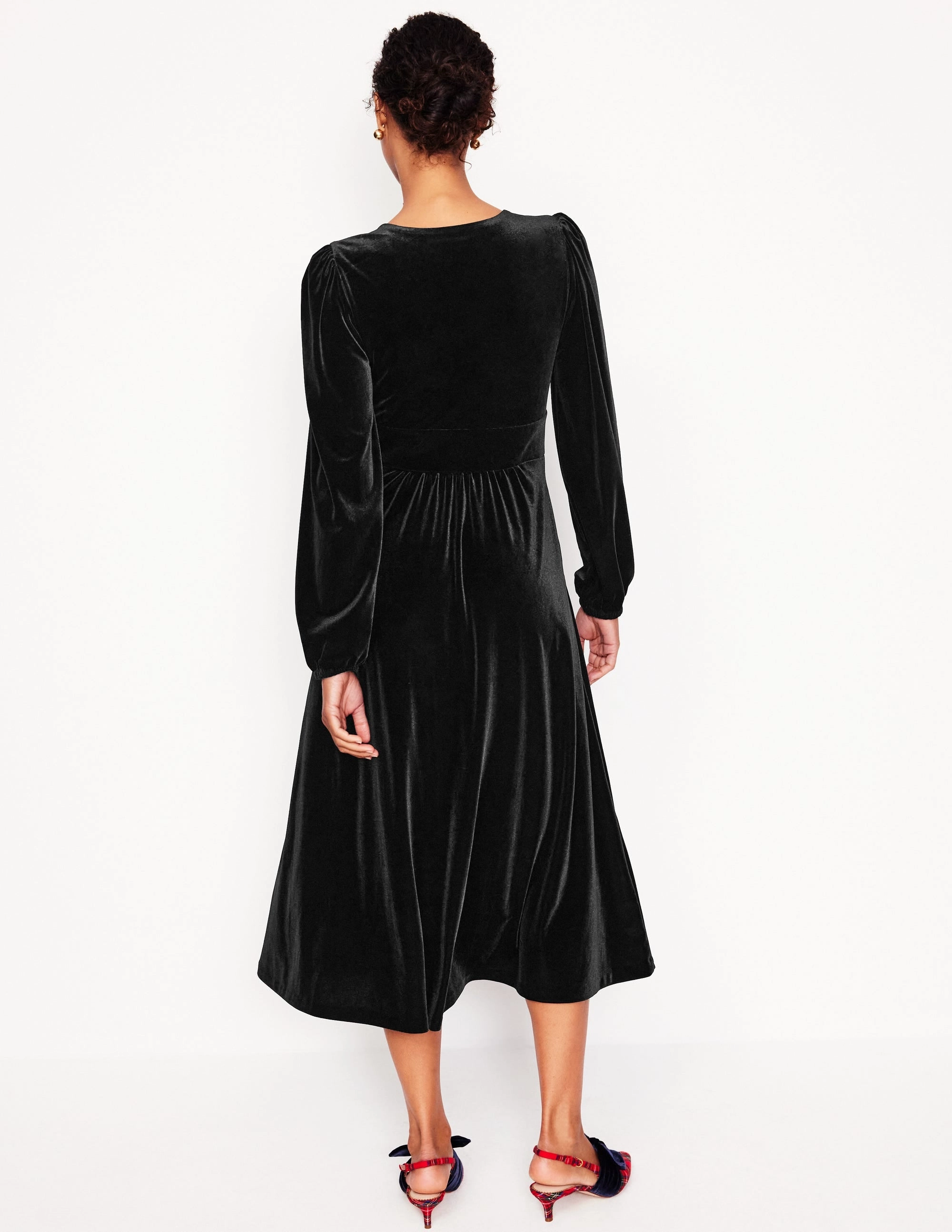 Jocelyn Velvet Tea Dress-Black sweet moment Polished Cut