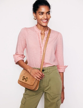 Lightweight Feel Basic Layering Caroline Broderie Jersey Shirt-Quartz