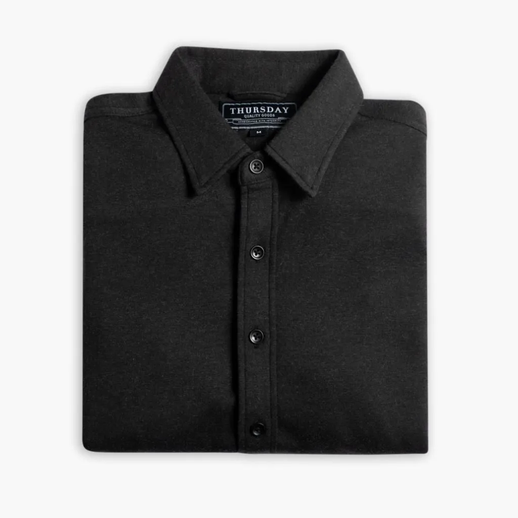 Seamless construction Vibrant Hue Everyday Button-Down Shirt | Black