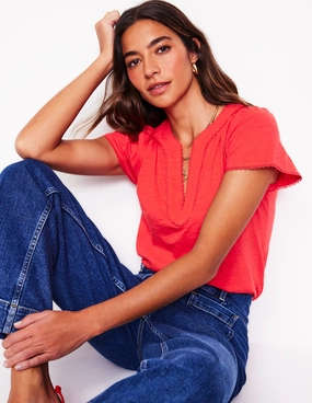 Ava Short Sleeve Top-Jam Red All-Season Wear Quick Dry Wear Fit