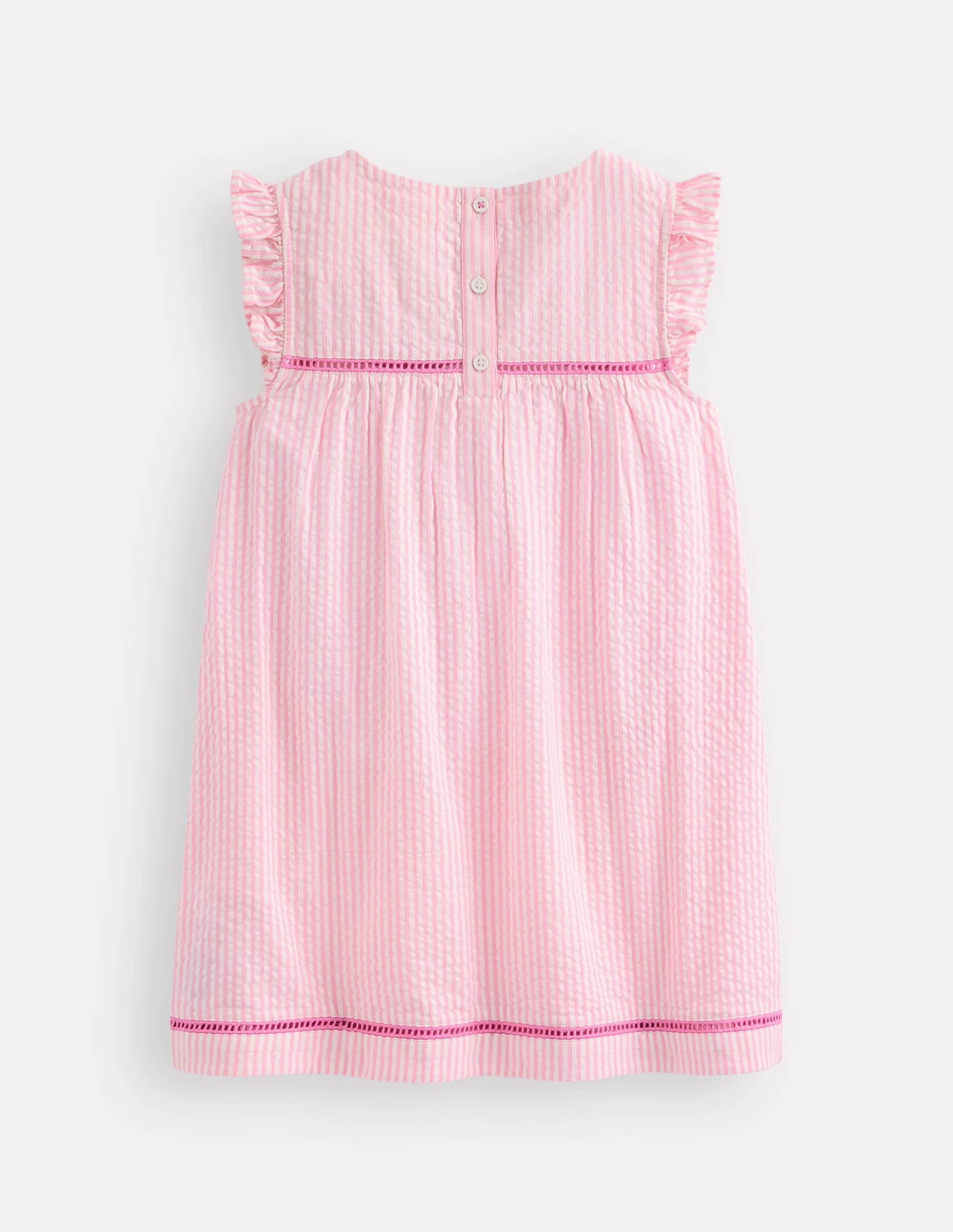 Celia Woven Holiday Dress-Pink Stripe Fruit Lightweight Piece Side-Zip