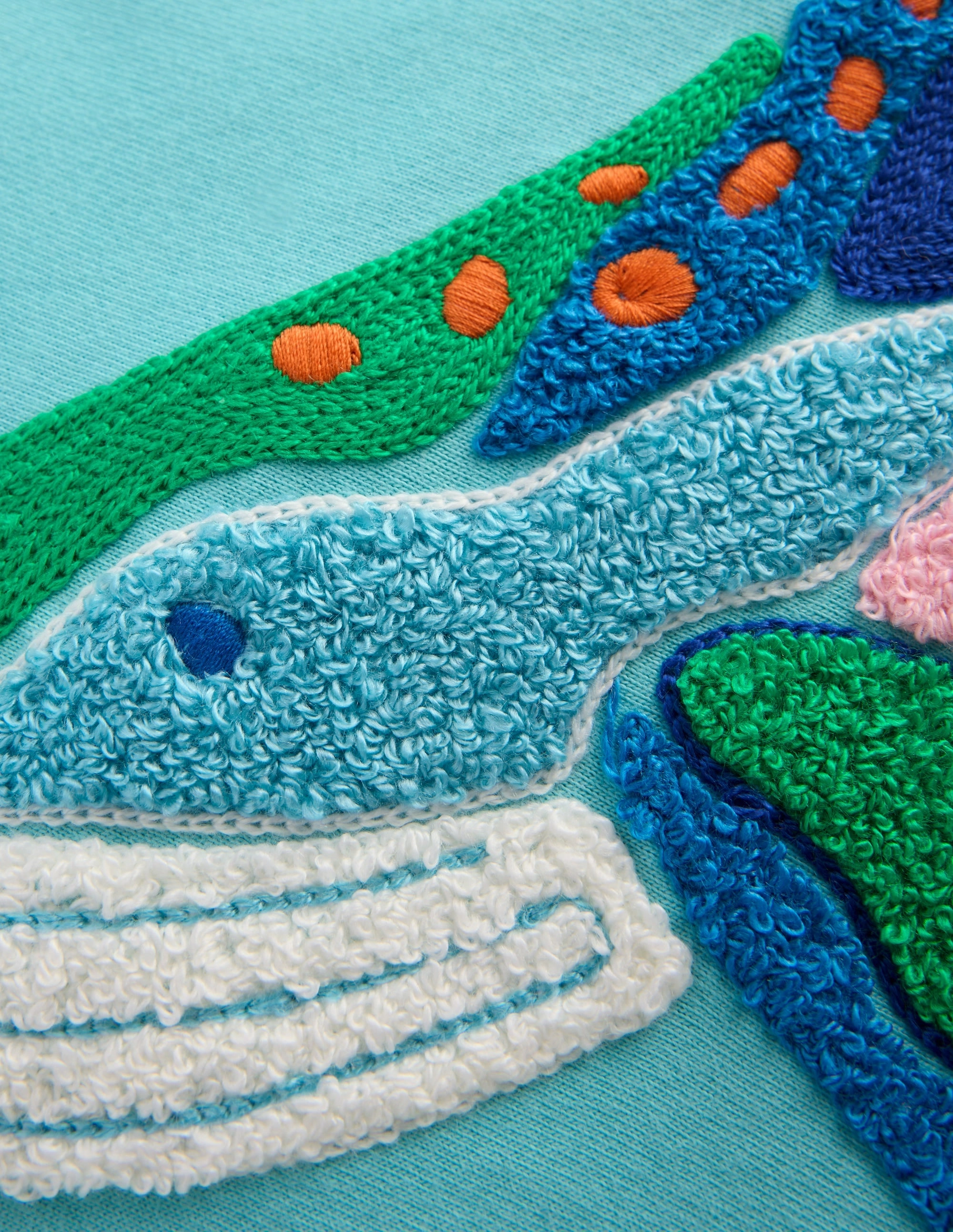 Everyday Essential Effortless Vibe Chain Stitch T-Shirt-Caribbean Blue Whale