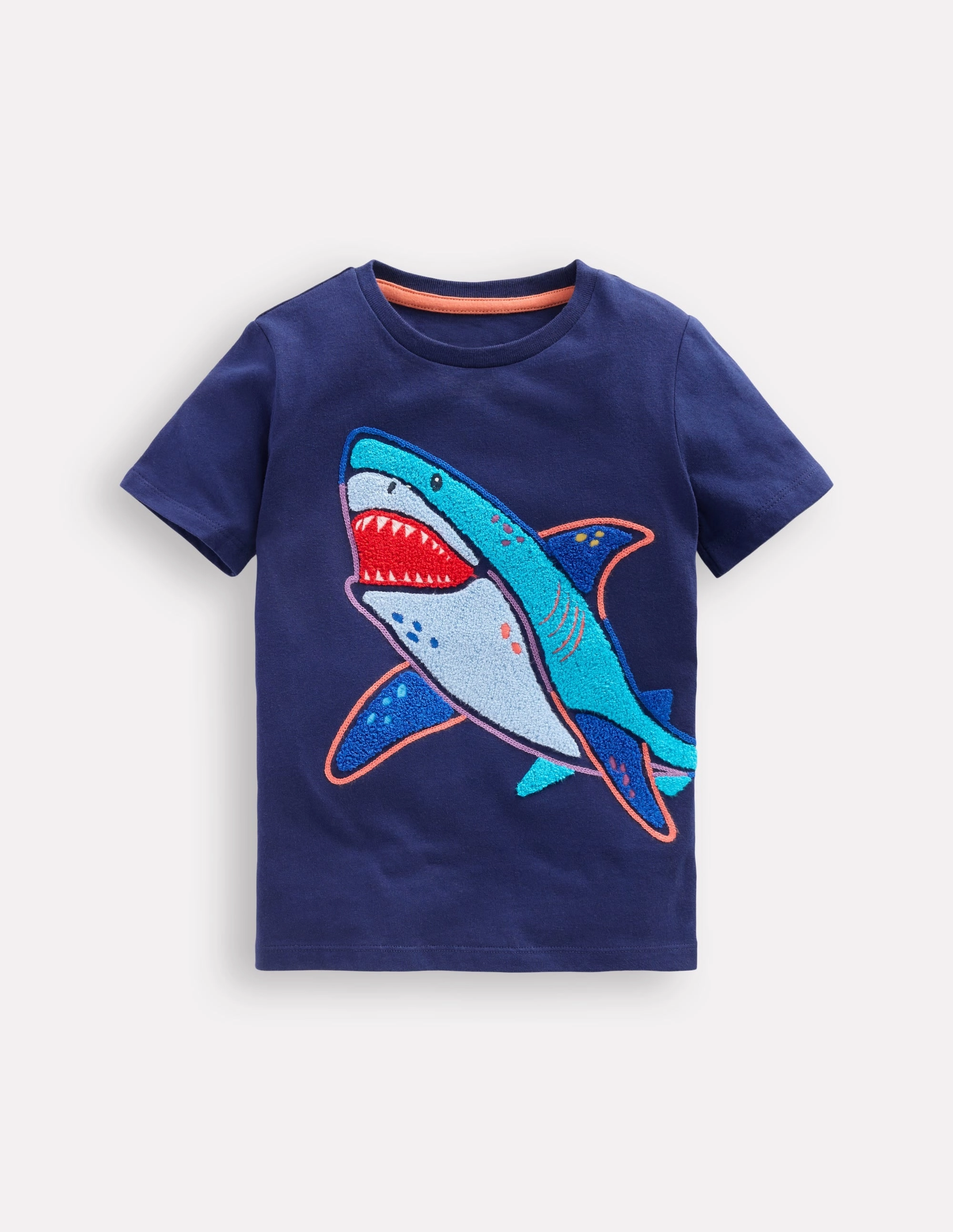 Comfortable And Versatile Chain Stitch T-Shirt-Medieval blue Shark