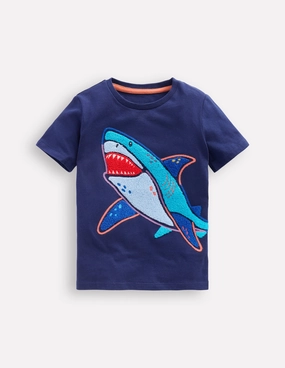 Comfortable And Versatile Chain Stitch T-Shirt-Medieval blue Shark