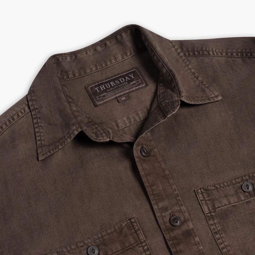 Chambray Workshirt | Brown High Density Weave Chilly Weather Wear