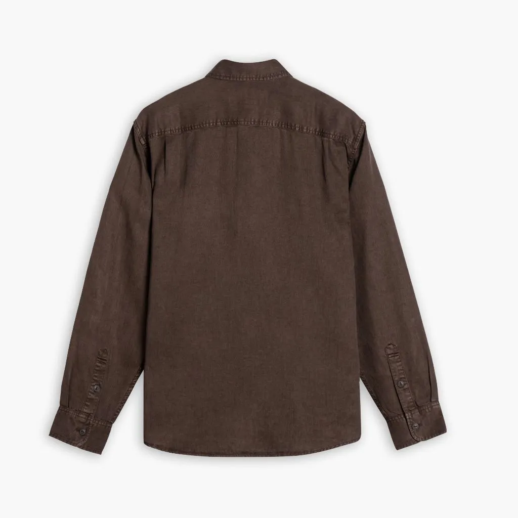 Chambray Workshirt | Brown Easy Care Material
