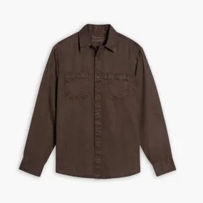 Chambray Workshirt | Brown Double Needle Hemming