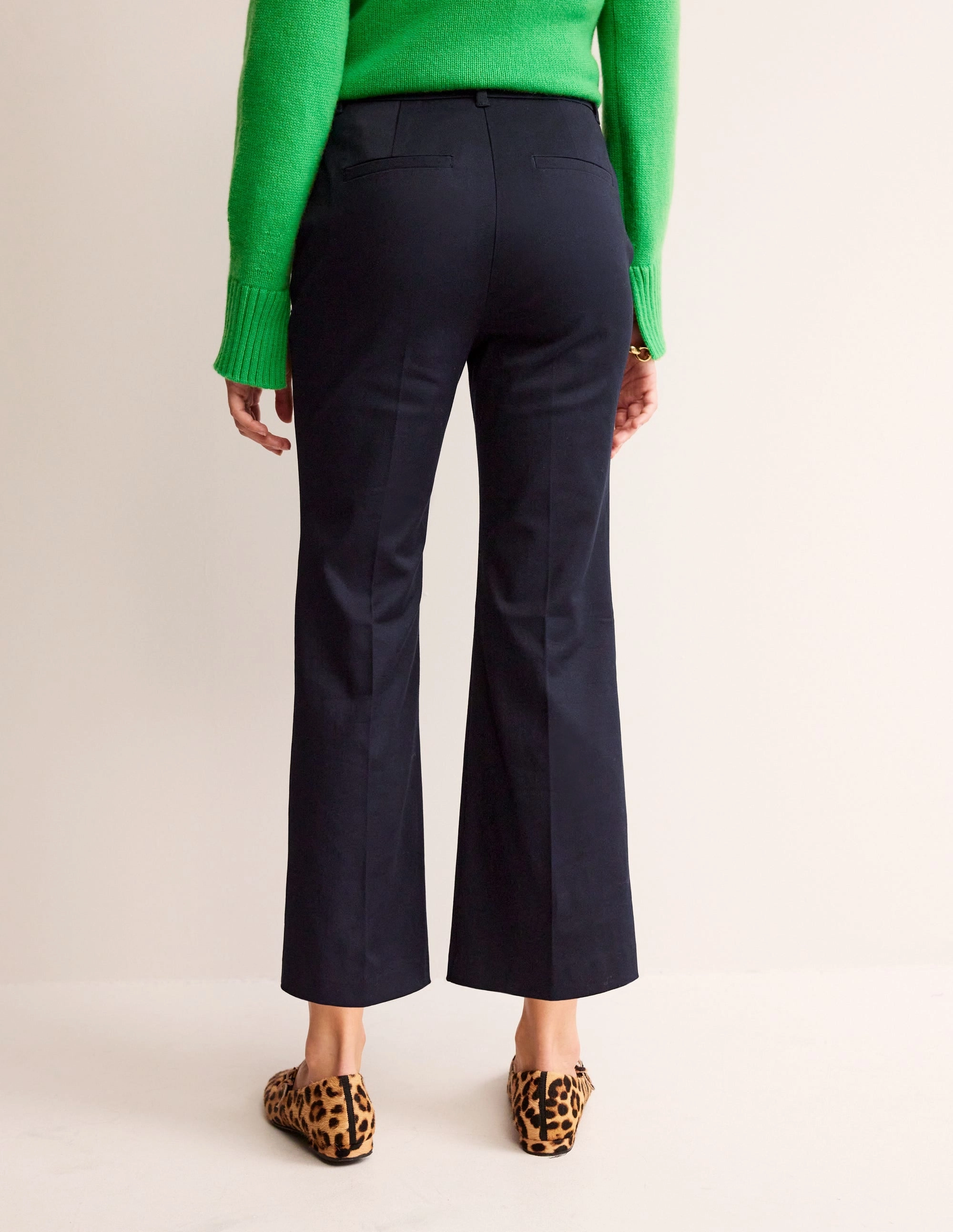 high waisted Breathable Mesh Panels Chelsea Bi-stretch Trousers-Navy
