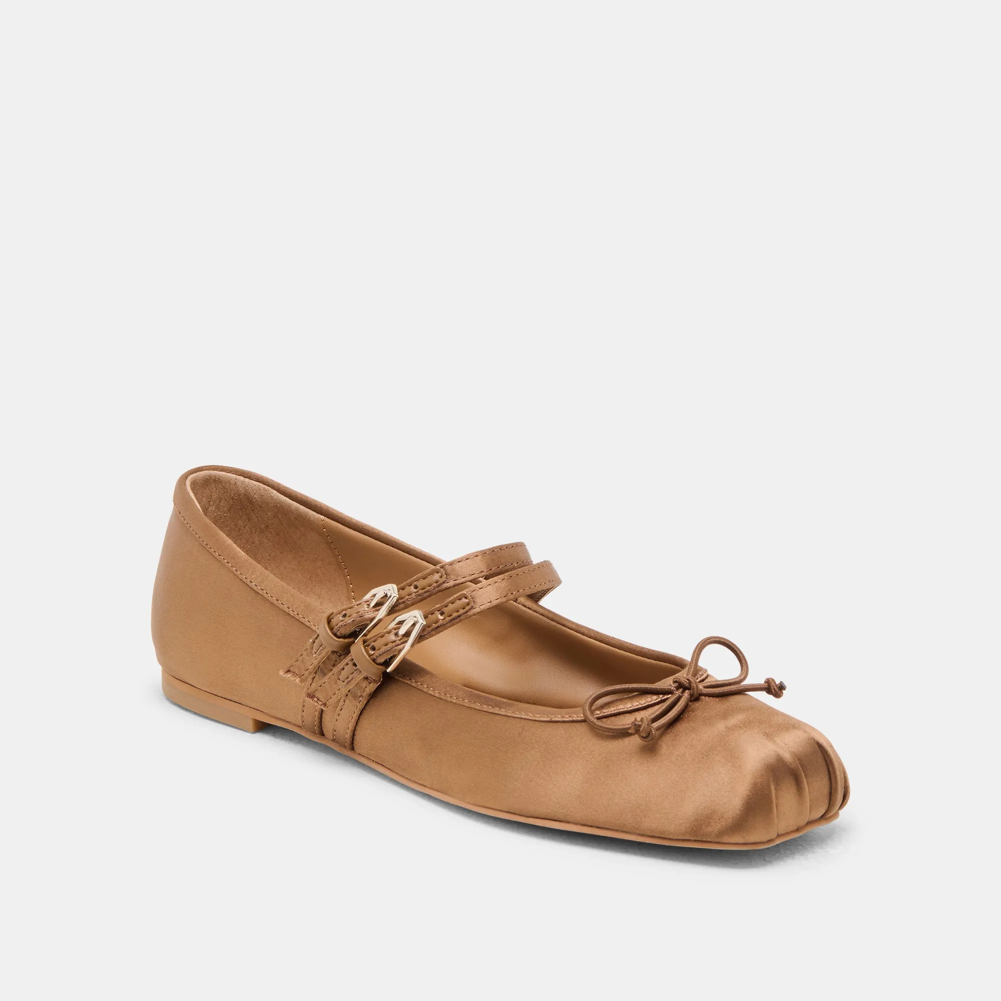 Beer Glow molded GIBSEN BALLET FLATS MID BROWN SATIN