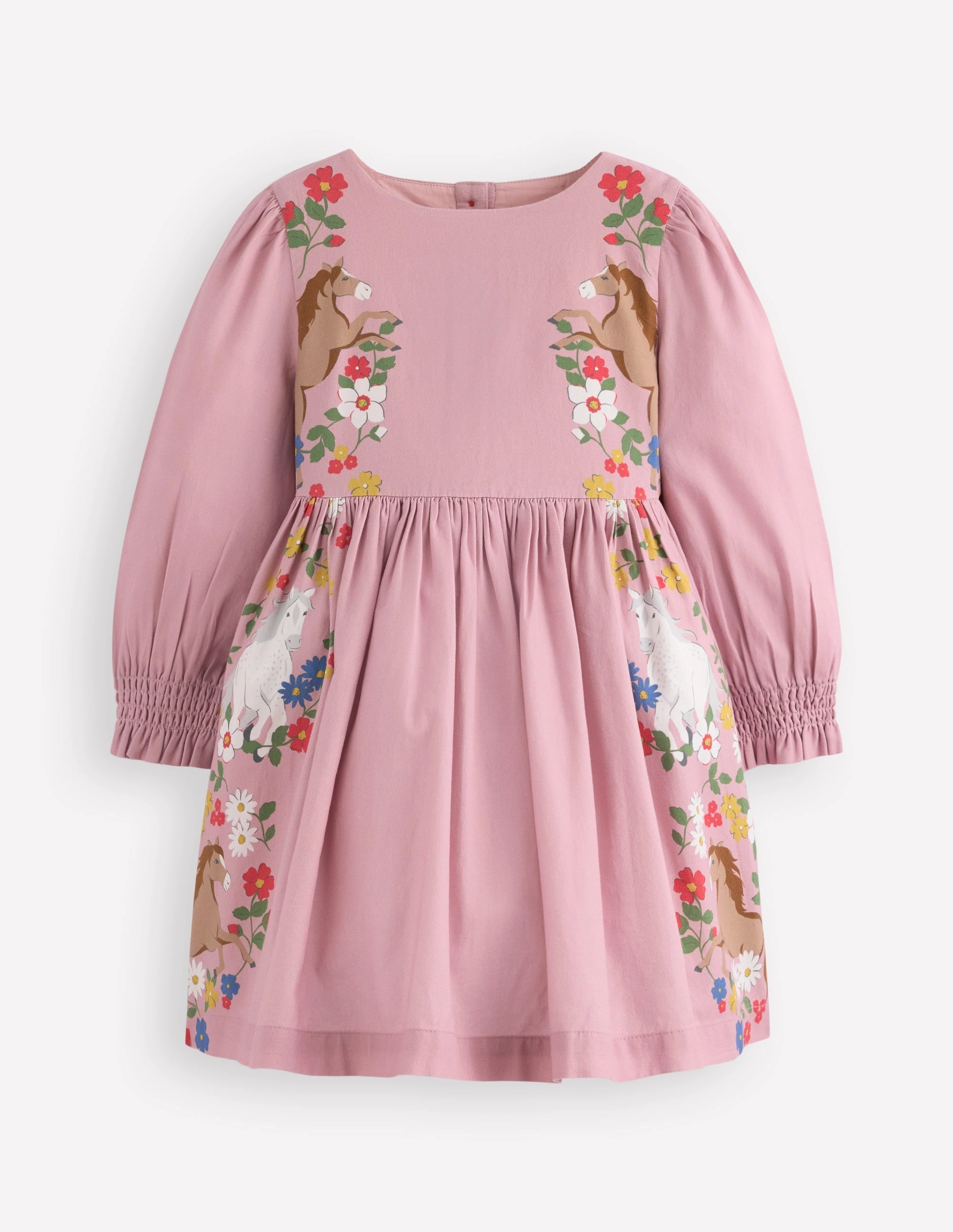 Madeline Long Sleeve Dress-Formica Pink Horses Timeless Layering