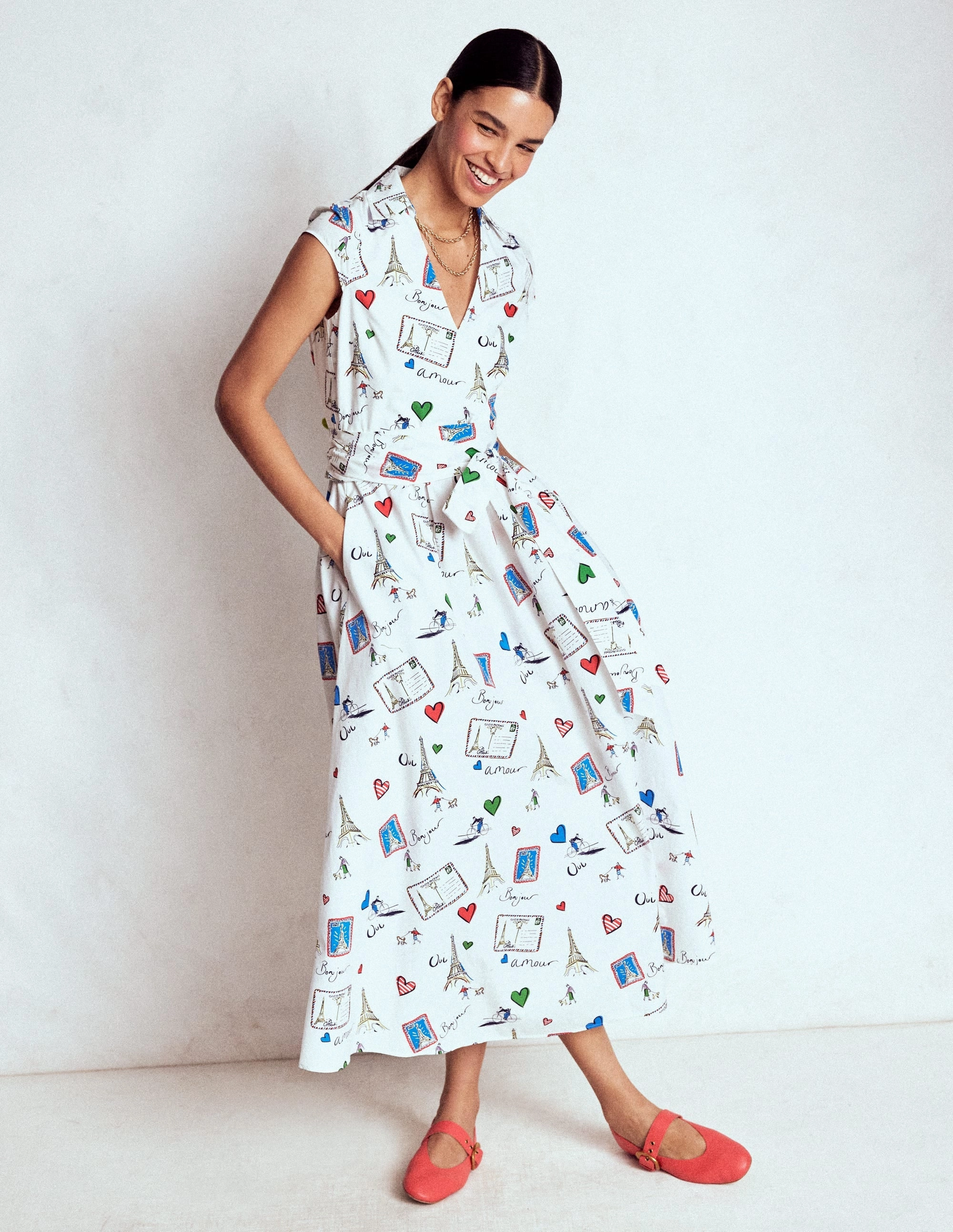 Stream Cut Julia Cotton Wrap Midi Dress-Ivory, Postcard From Paris