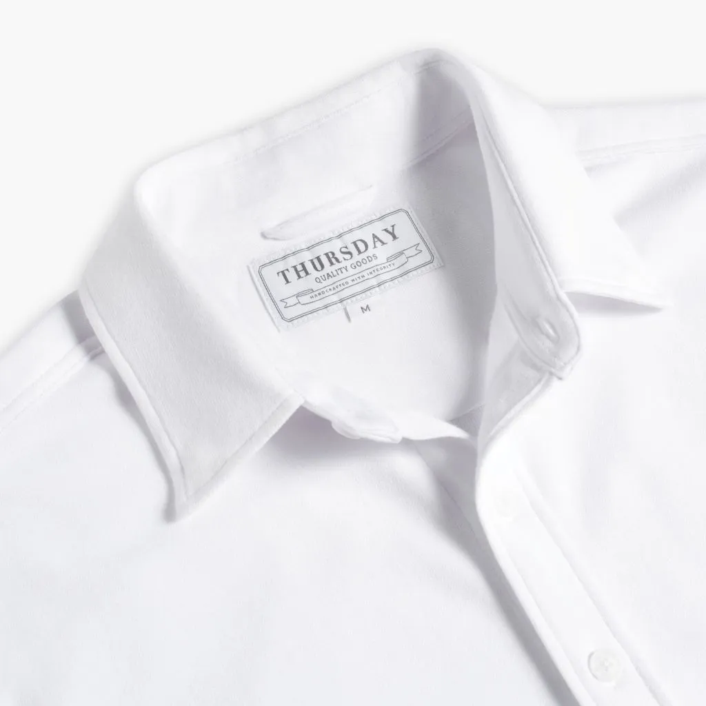 Two Tone Stitching Everyday Button-Down Shirt | White