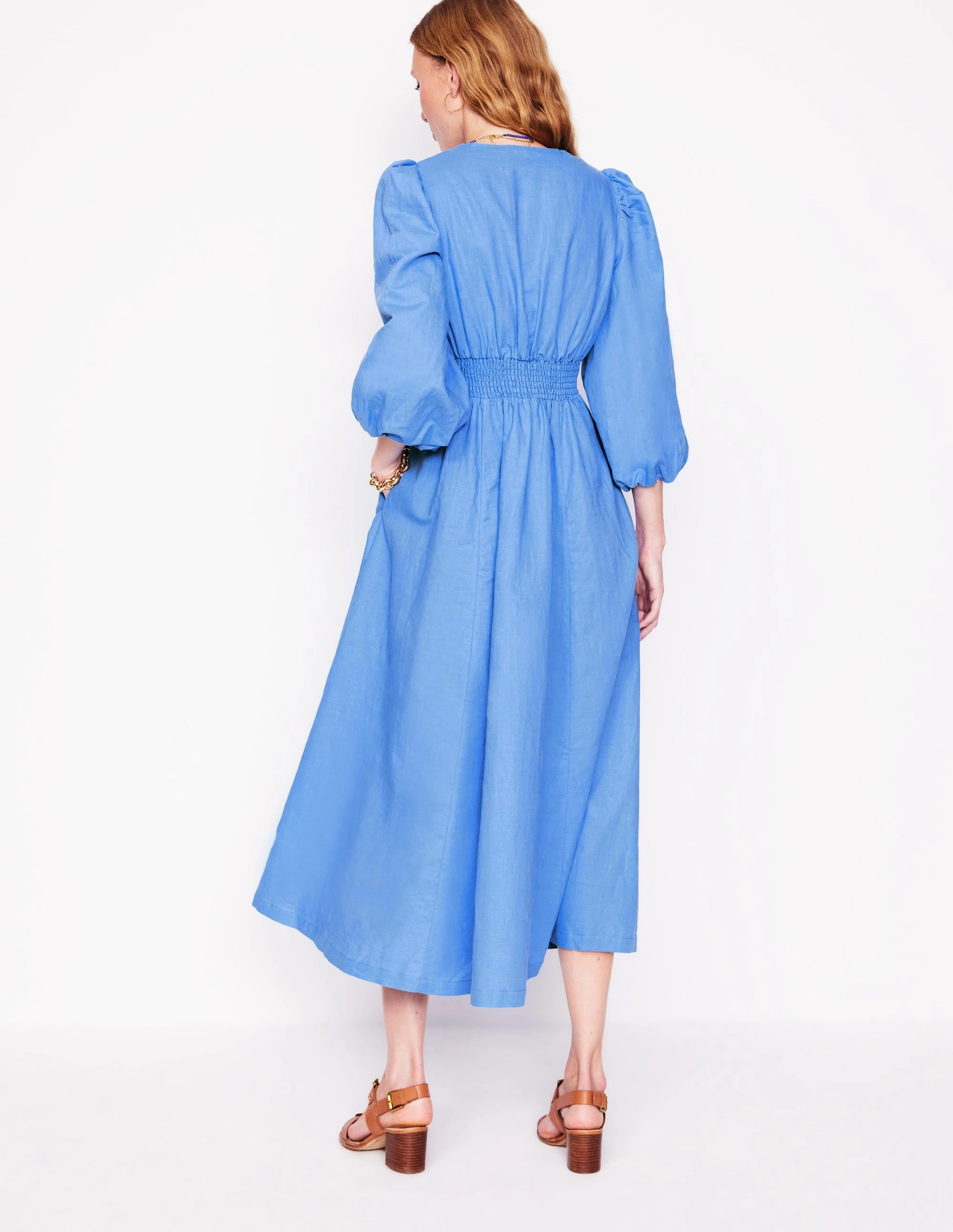 custom-fit Lola Blouson Maxi Dress-Ocean Blue