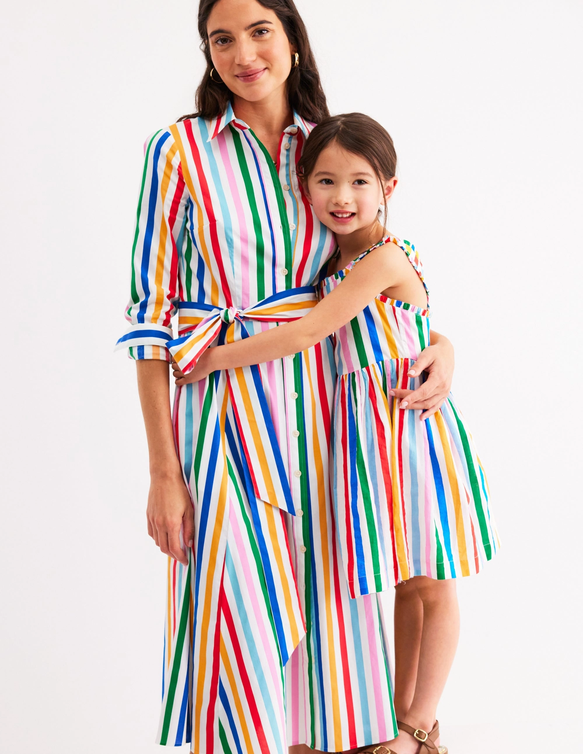 Luna Frill Strap Woven Dress-Multi Rainbow Stripe Hot Now