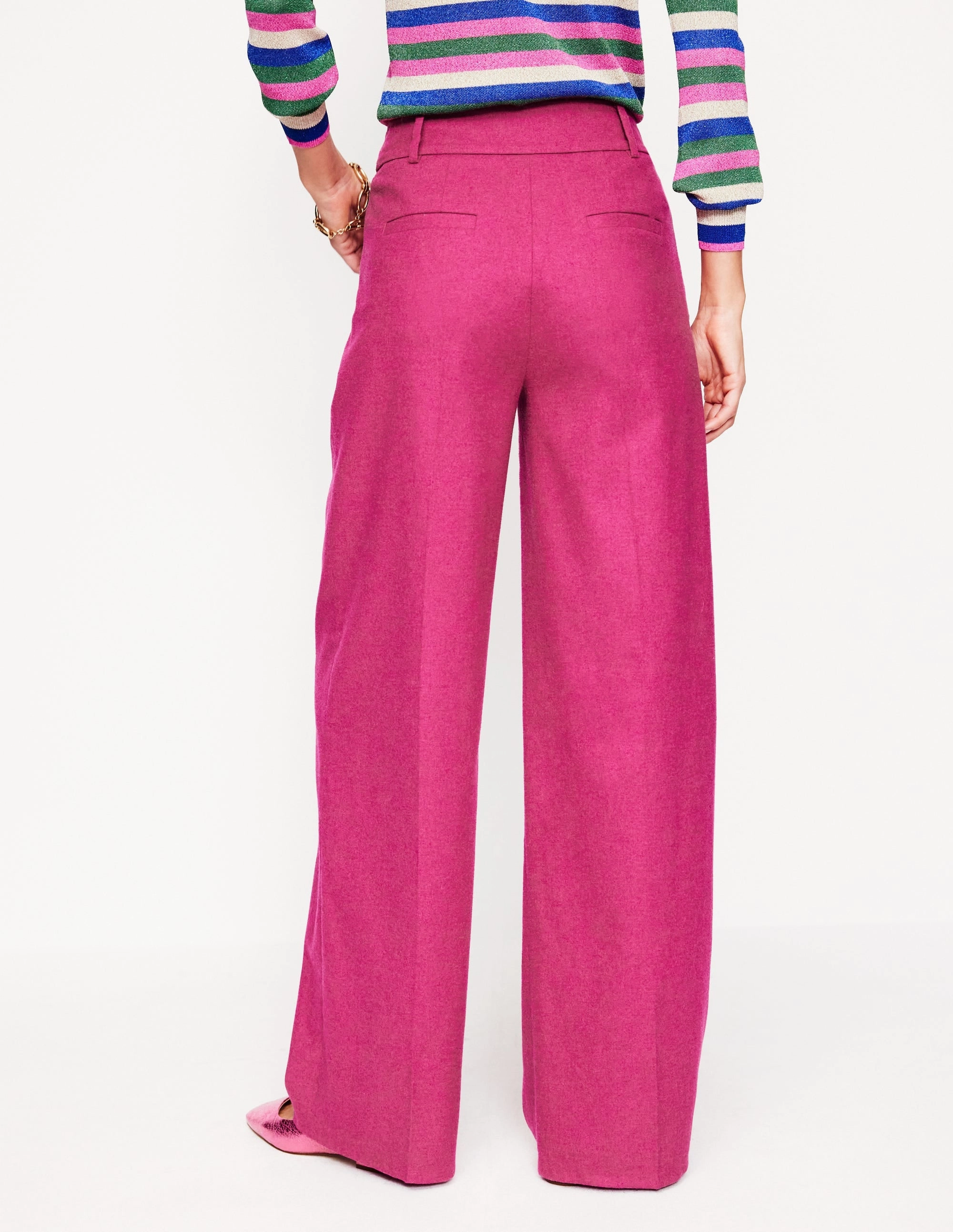 Side slits Cozy Material Chiswick Wool Blend Trousers-Cherry Jam