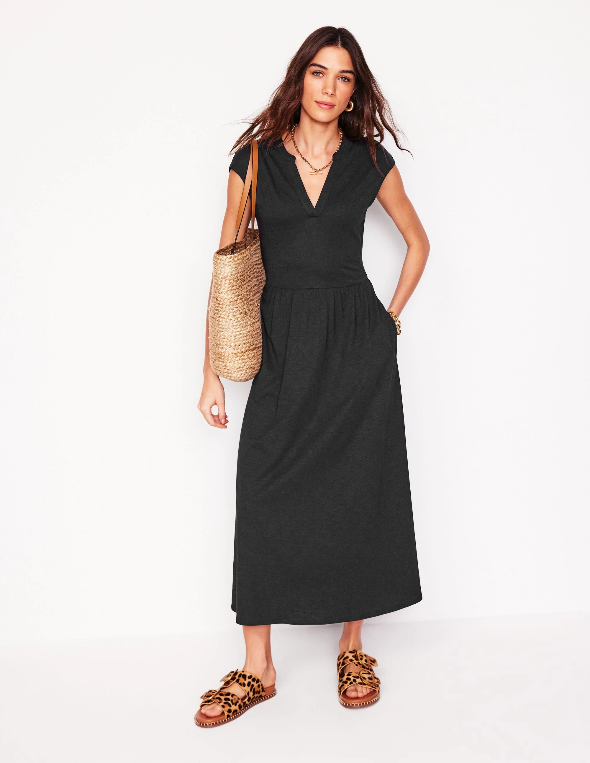 Chloe Jersey Midi Dress-Black Tear-resistant