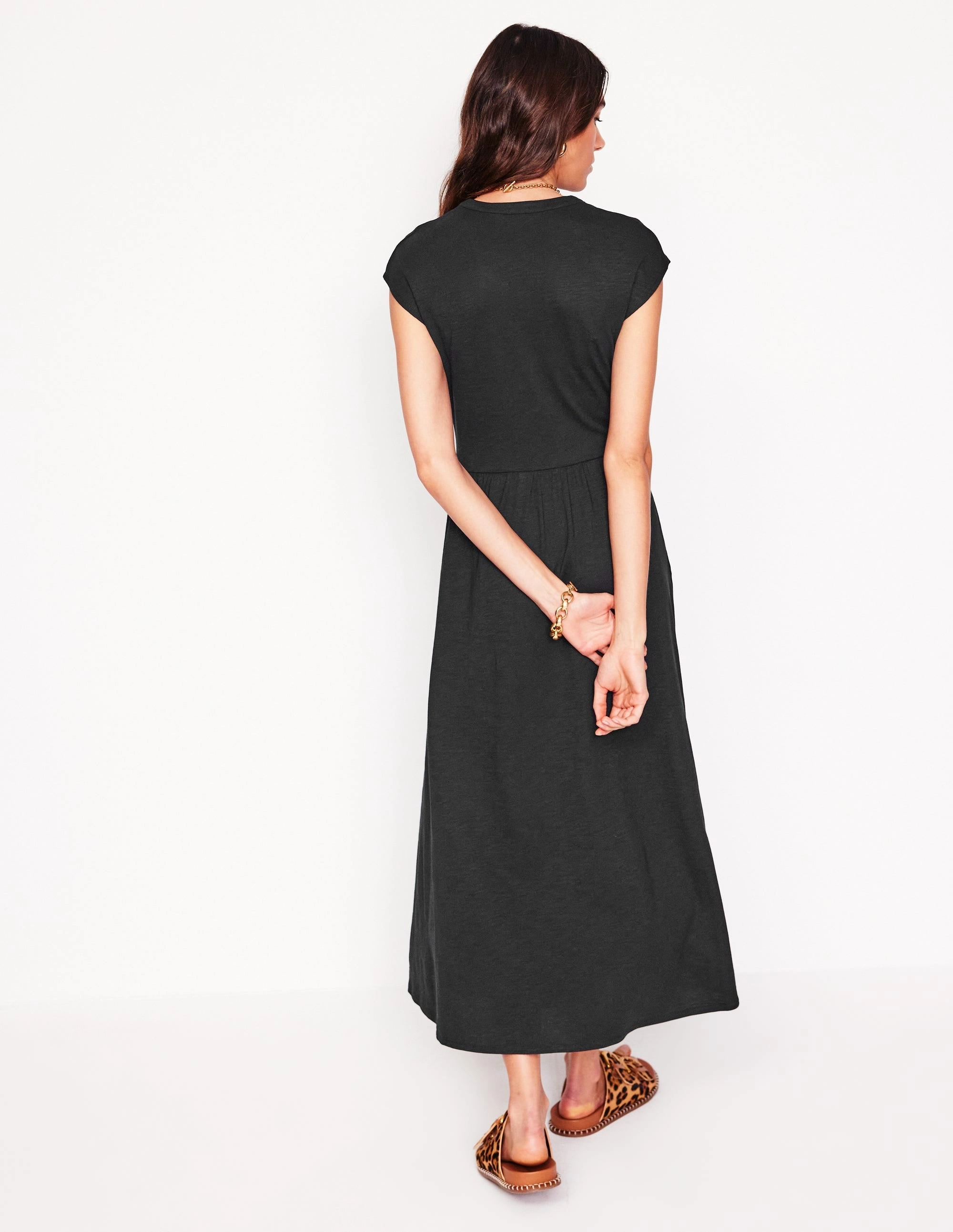 Chloe Jersey Midi Dress-Black Flawless Waist Fit