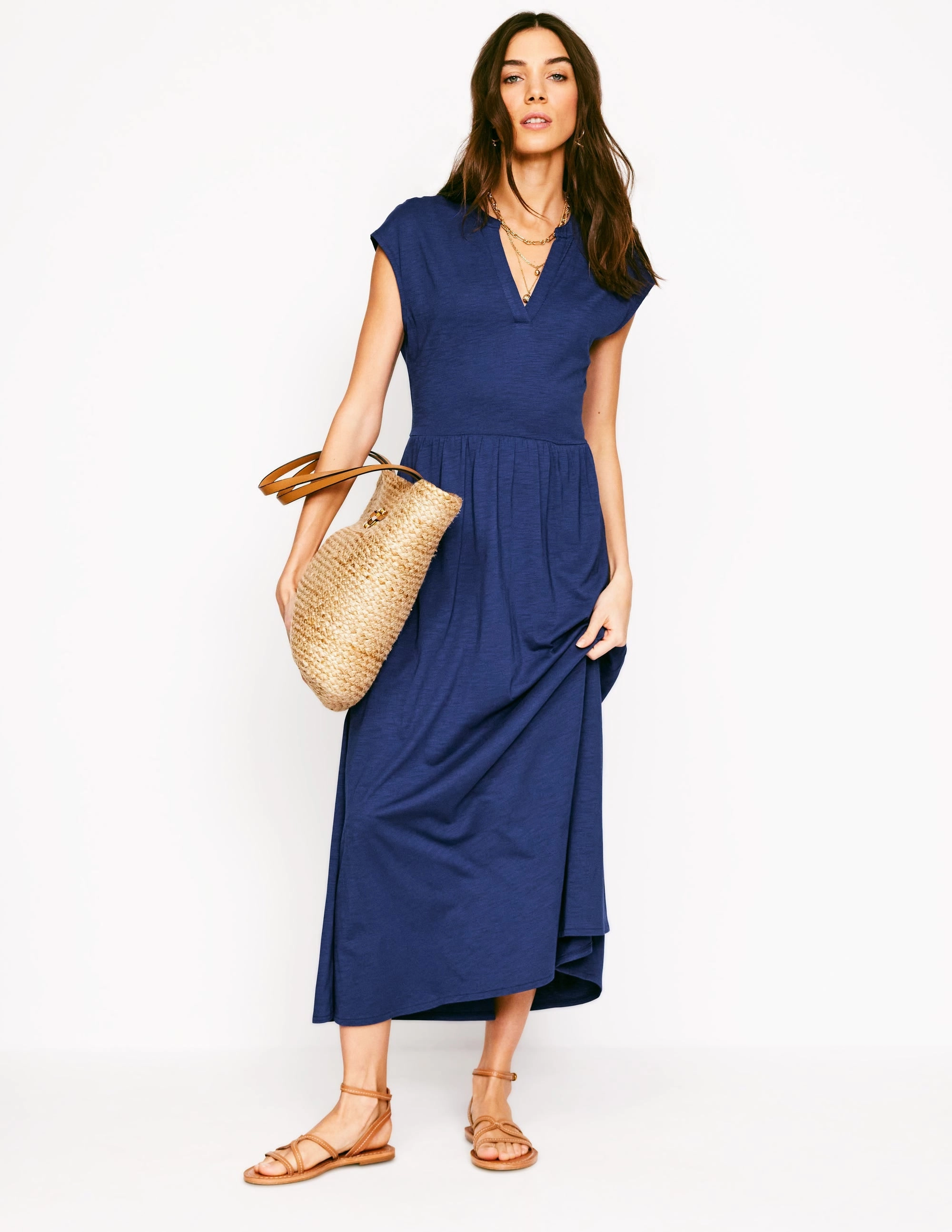 Casual Comfort Chloe Jersey Midi Dress-Starboard Blue