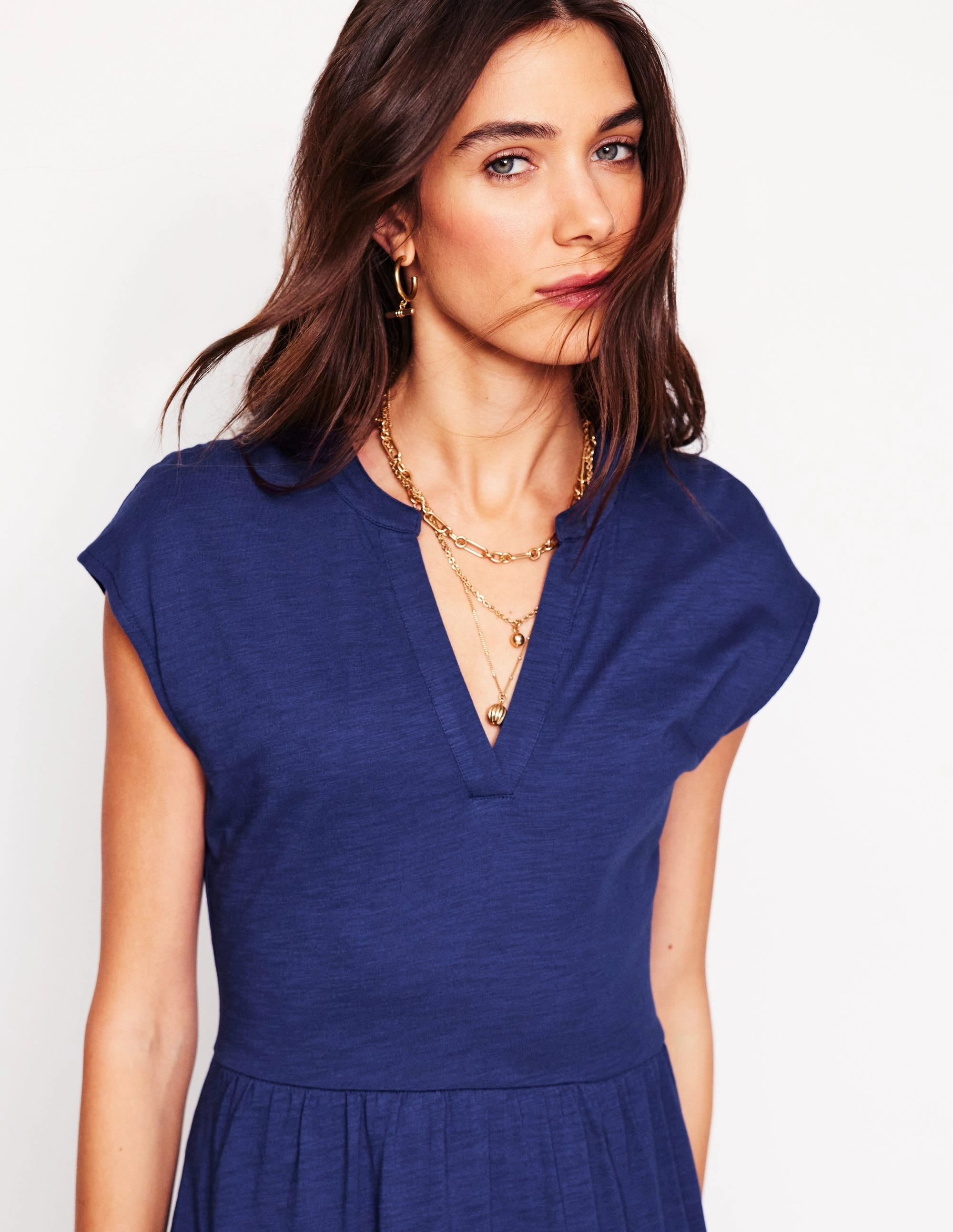 Chloe Jersey Midi Dress-Starboard Blue Garden Fresh Smart Tailoring