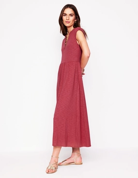 Chloe Jersey Midi Dress-Terracotta Red Versatile-Style