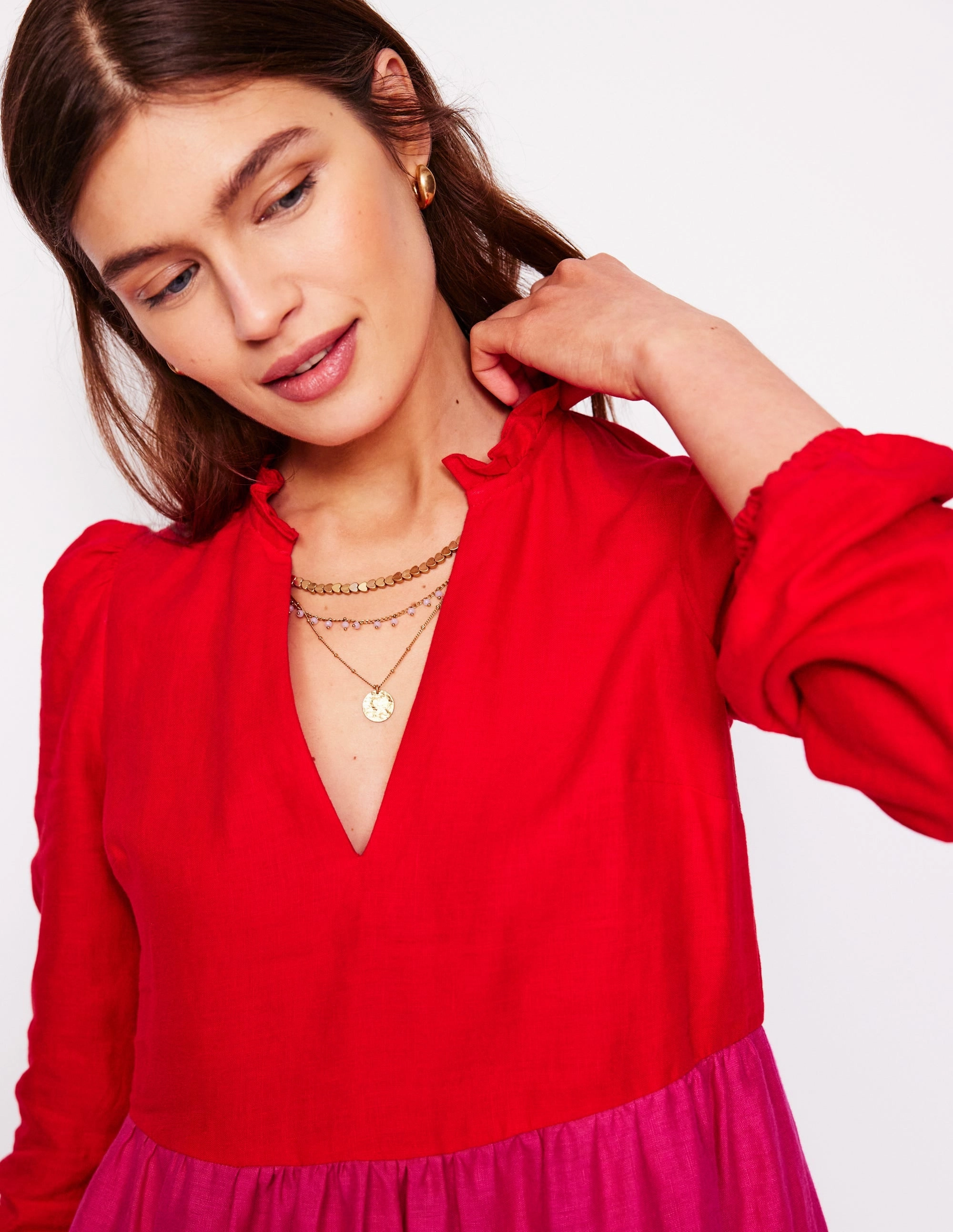 Holiday-Party Esme Linen Mini Dress-Colourblock