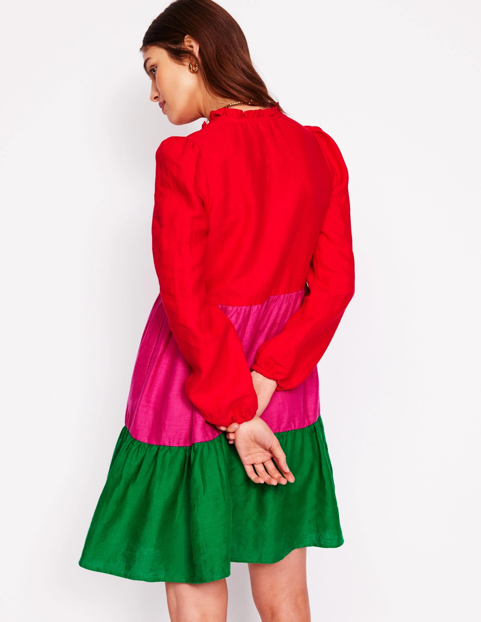 Contemporary Wear Esme Linen Mini Dress-Colourblock