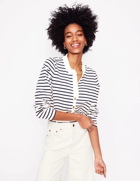 Frill Neck Breton Top-Ivory, Navy SeamFreeShoulders