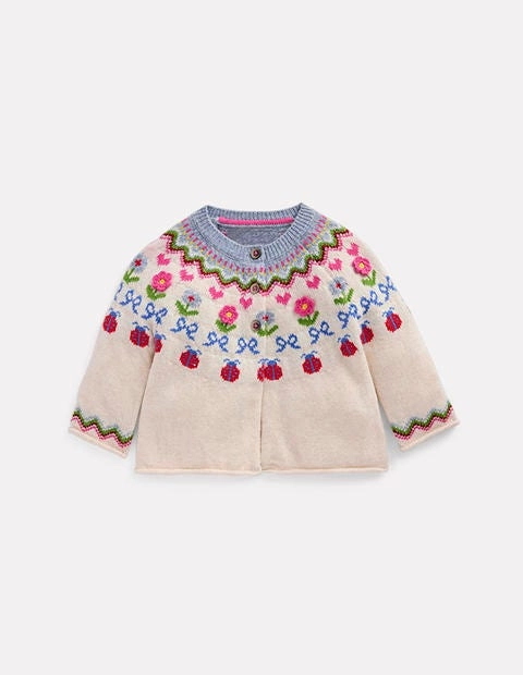Edie Fair Isle Cardigan-Ecru Marl Flowers All-Day Use