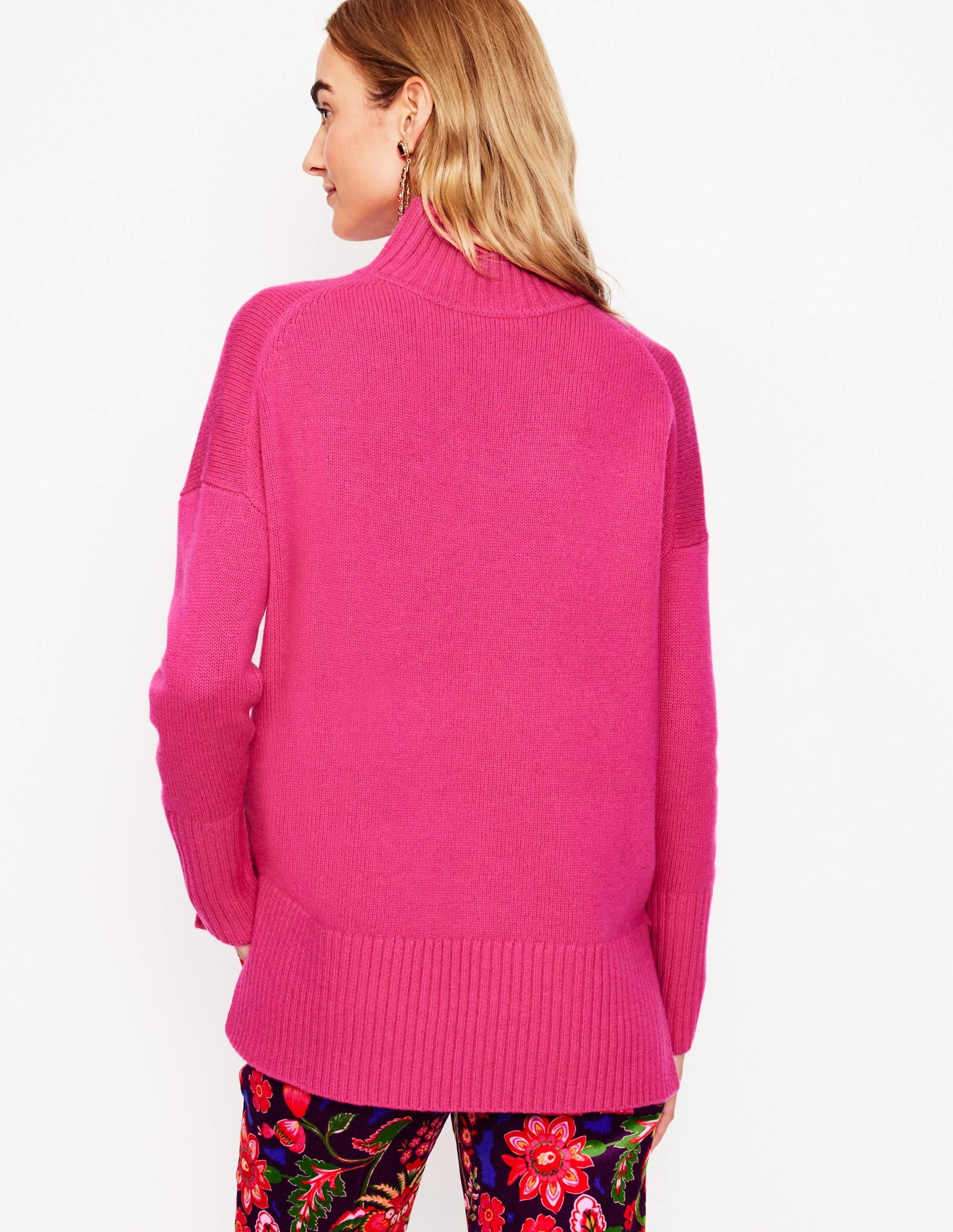 Jessica Oversized Jumper-Bright Pink Off-Duty Fit Non Irritating Seams