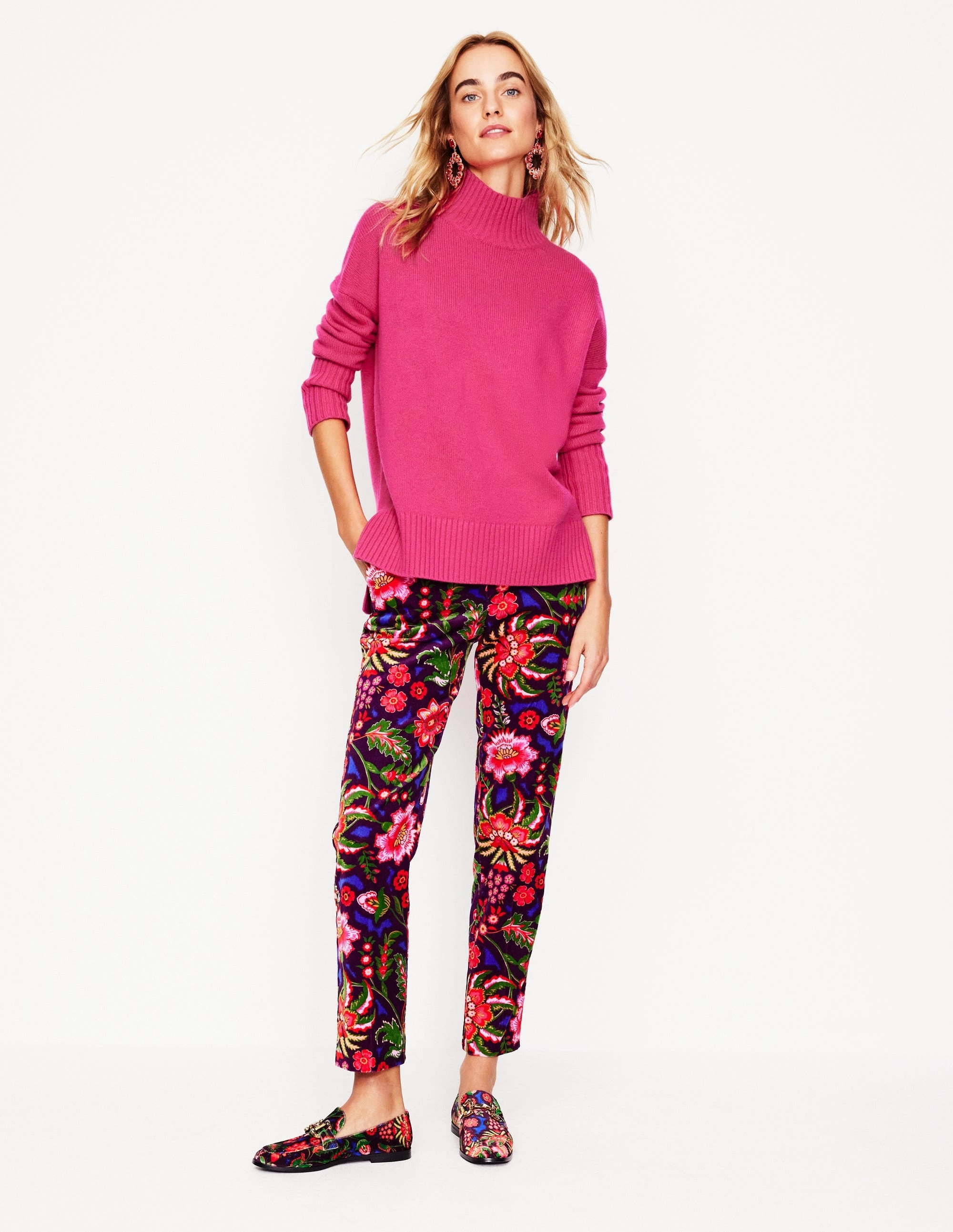 Biodegradable Fiber Blend Gentle Fit Jessica Oversized Jumper-Bright Pink