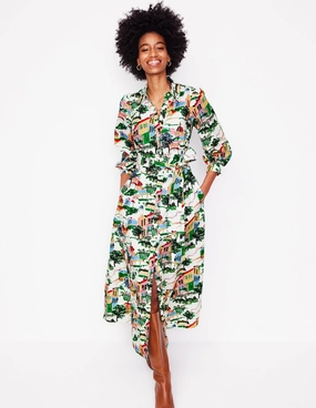 Clara Cotton Shirt Dress-Multi, Painted Village Smart Silhouette