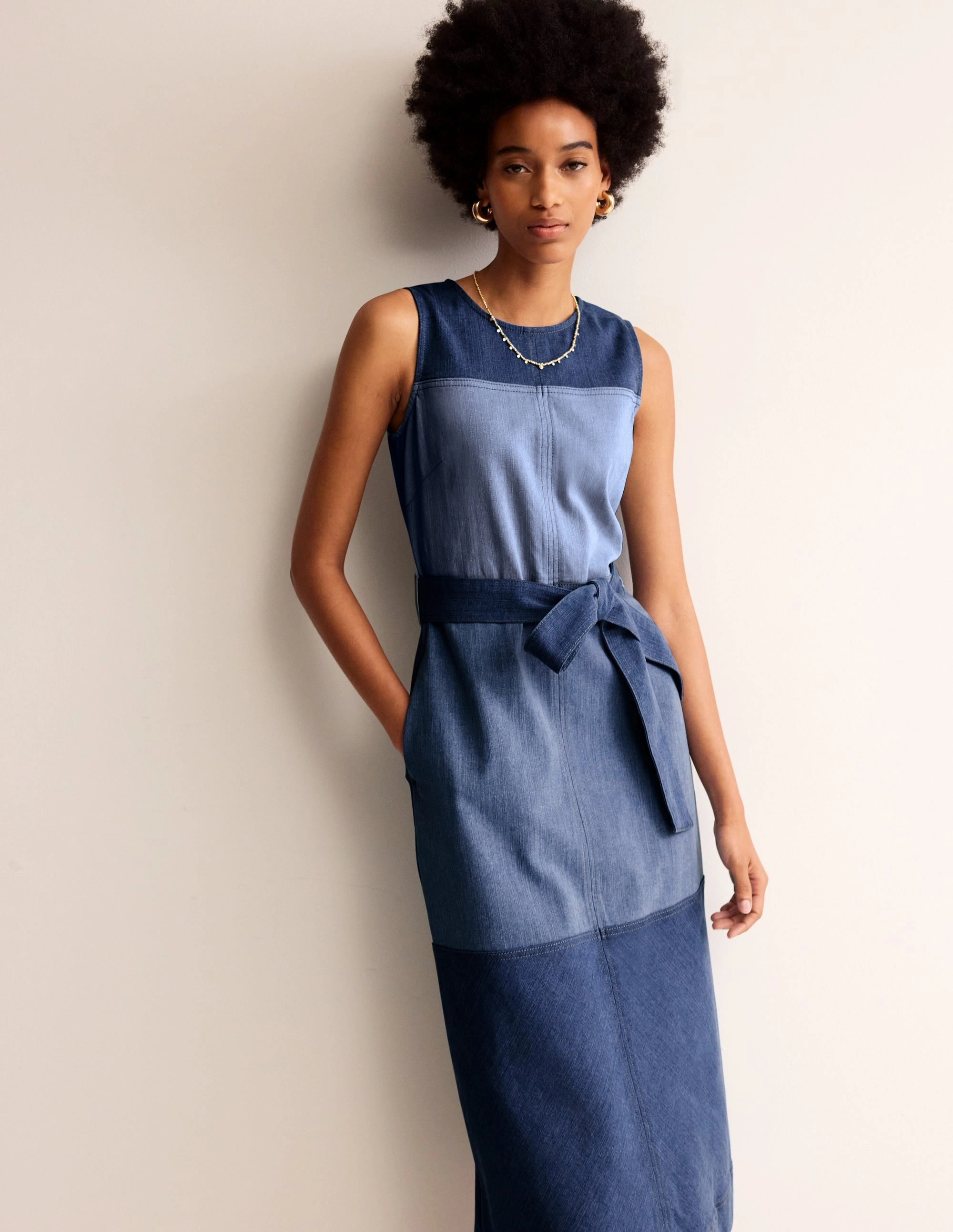 Hotch Denim Midi Dress-Hotched Denim Live Soft Season Ready