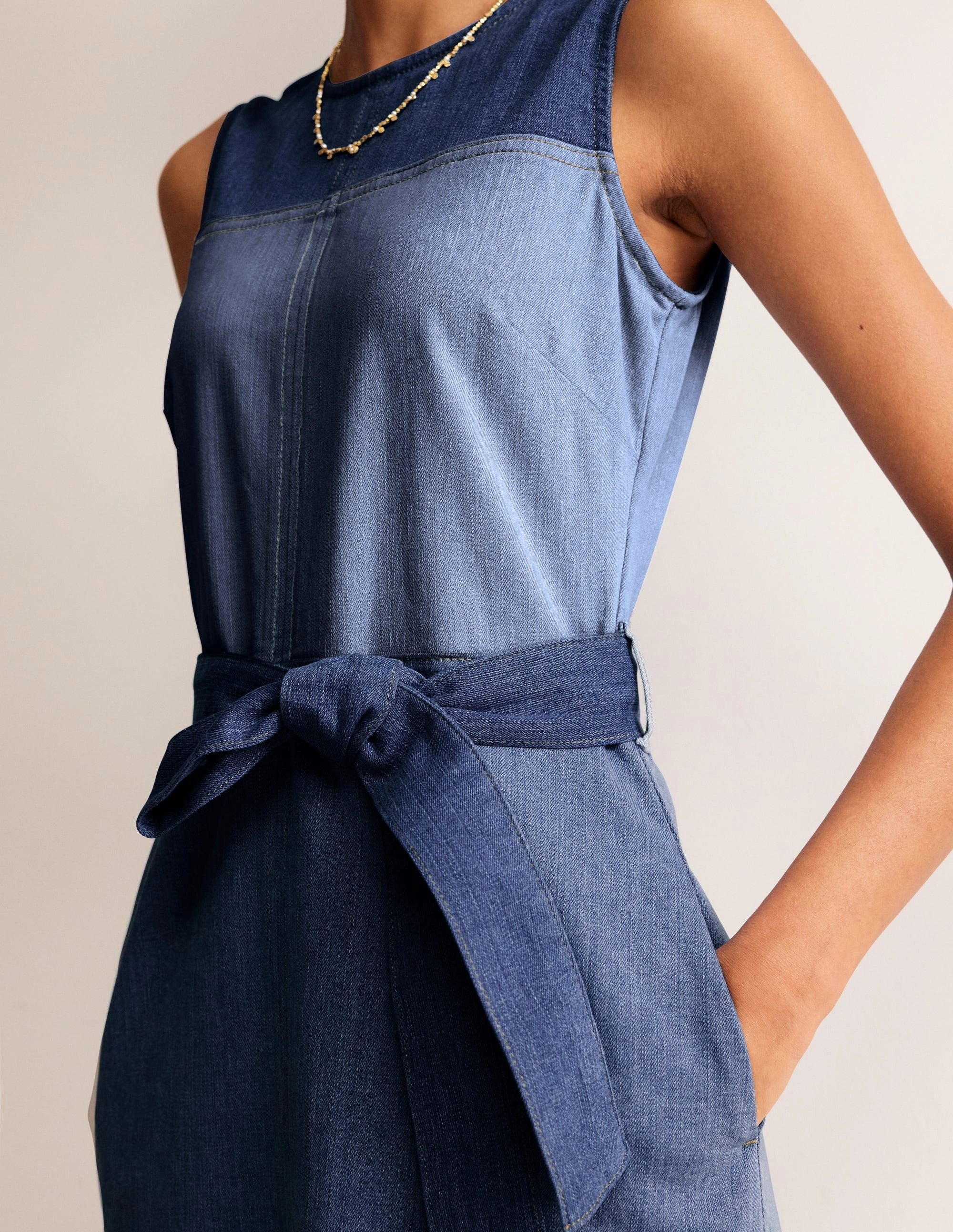 Urban Light Hotch Denim Midi Dress-Hotched Denim