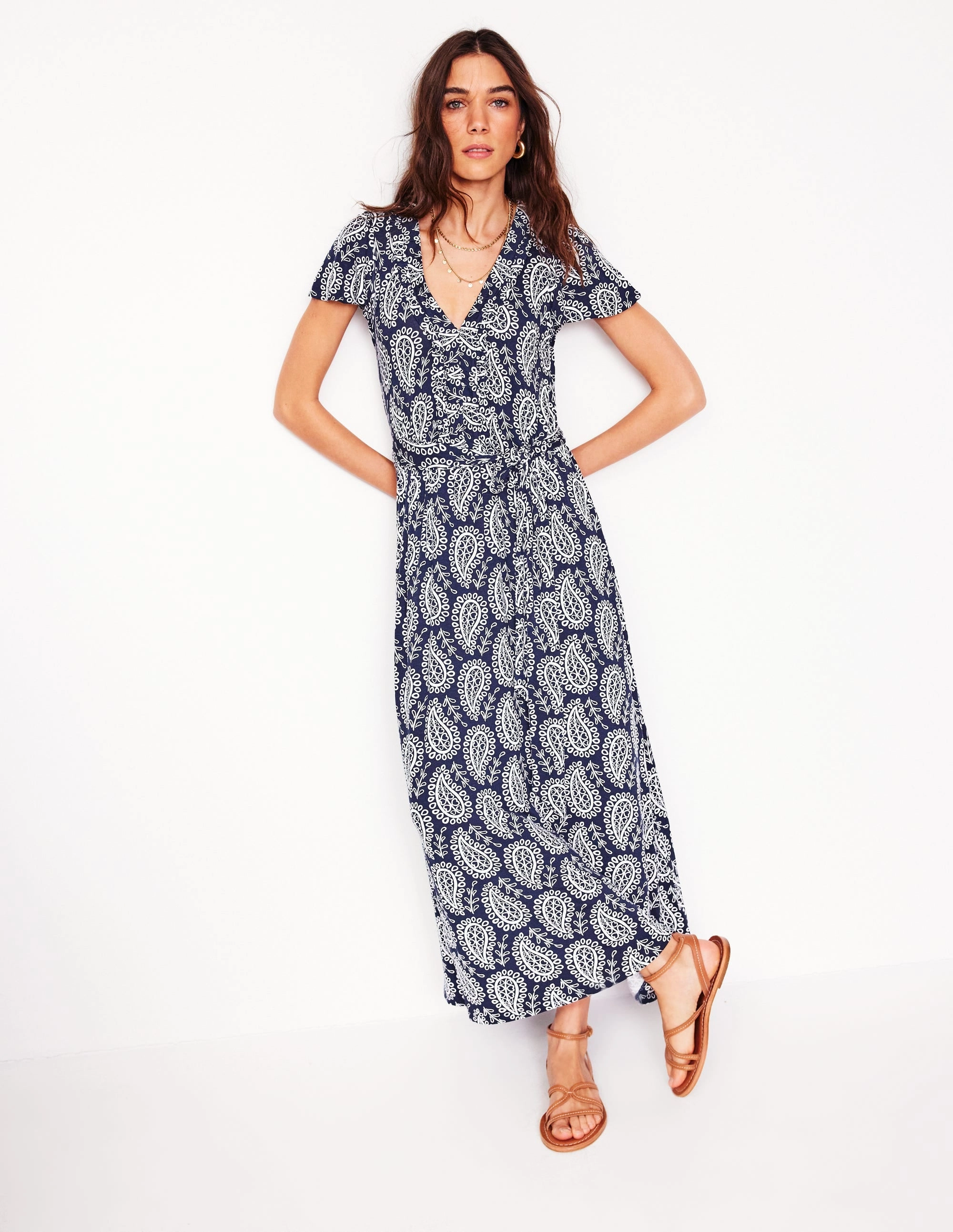 Nicola Jersey Tea Dress-French Navy,  Paisley Heart Layering Comfort Classic A-line design