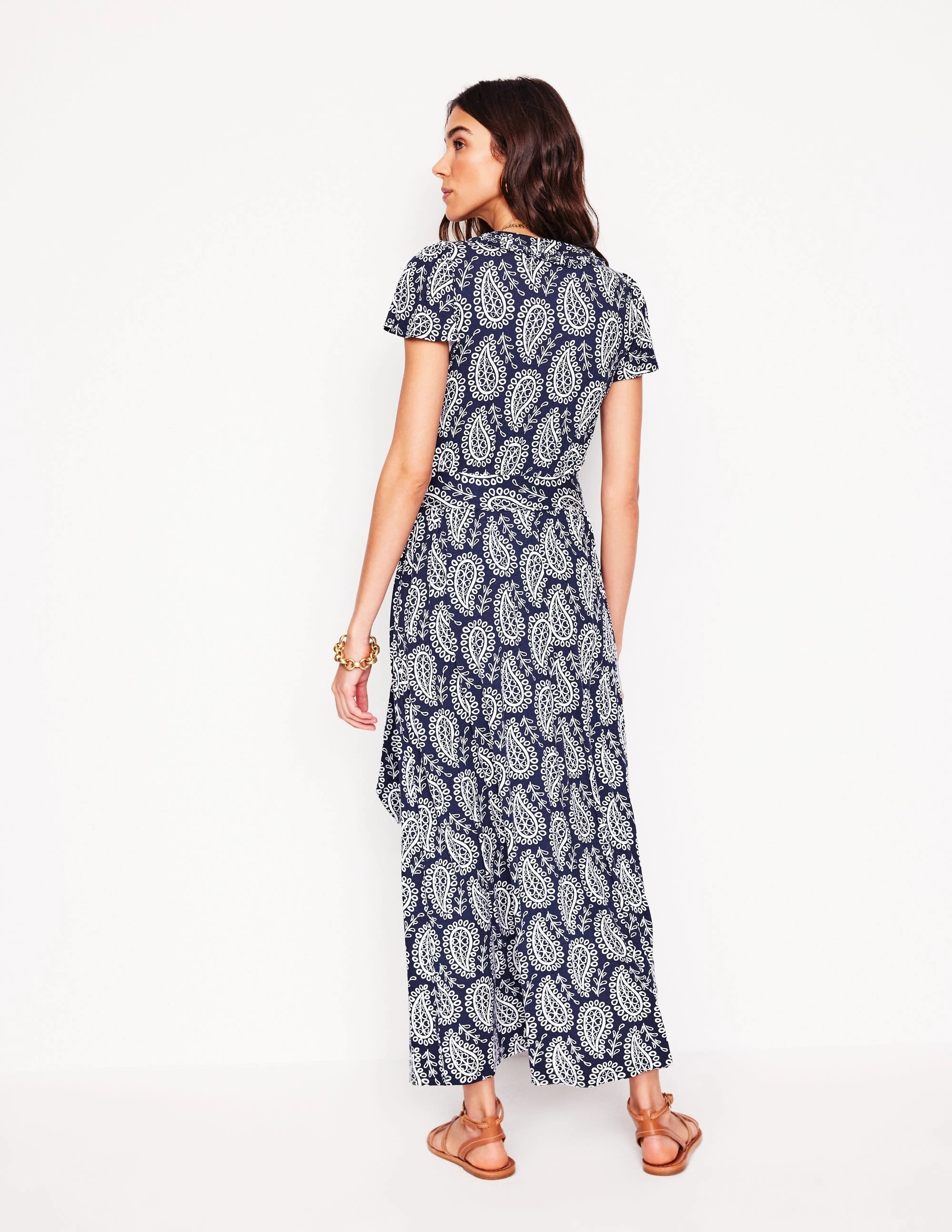 Nicola Jersey Tea Dress-French Navy,  Paisley Heart Fitted Mood