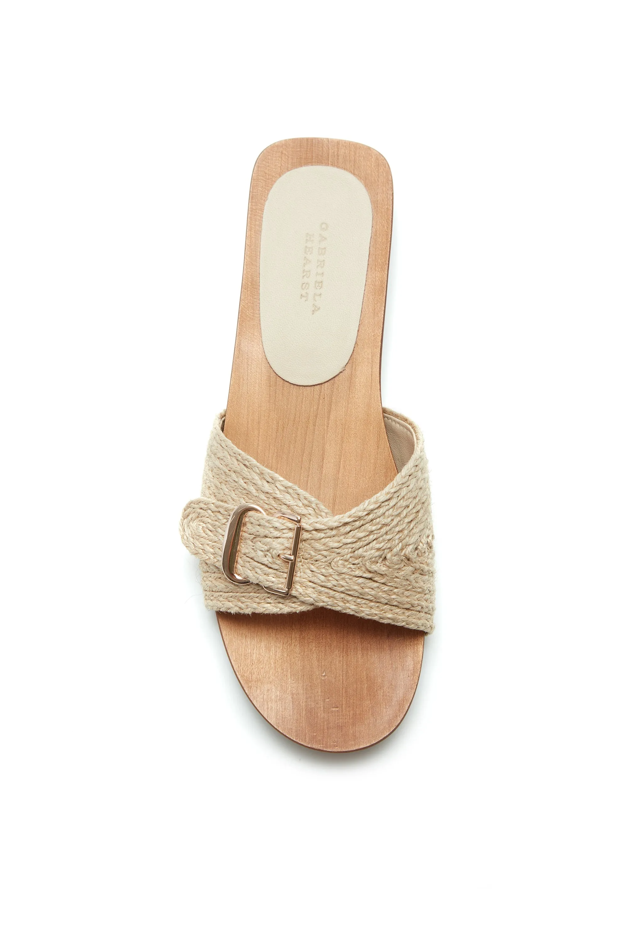 Heat Proof Light Travel Clover Slide Sandal in Cream Leather Jute