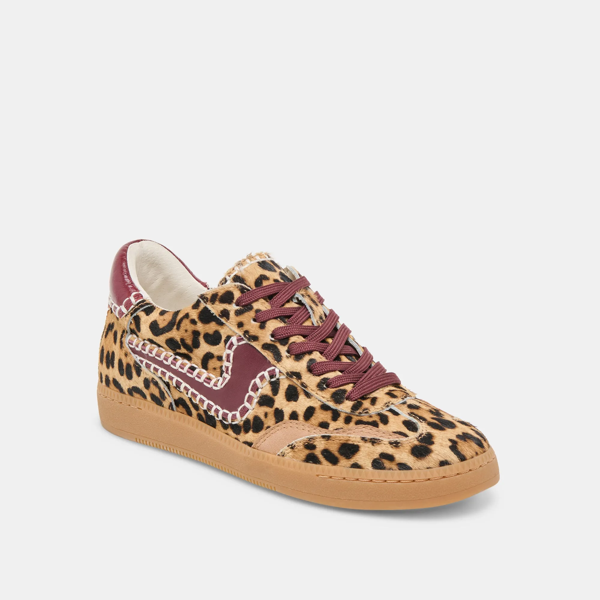 NOTICE STITCH SNEAKERS BURGUNDY LEOPARD CALF HAIR Back friendly Cushioning Tech