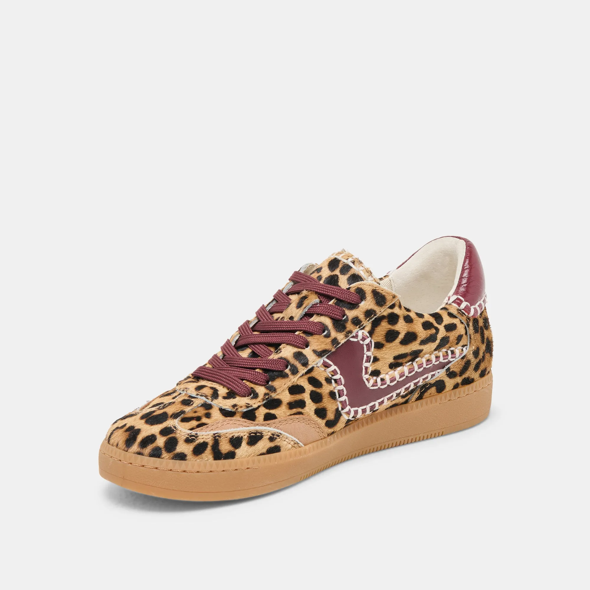 NOTICE STITCH SNEAKERS BURGUNDY LEOPARD CALF HAIR Light Grip Sole Strength