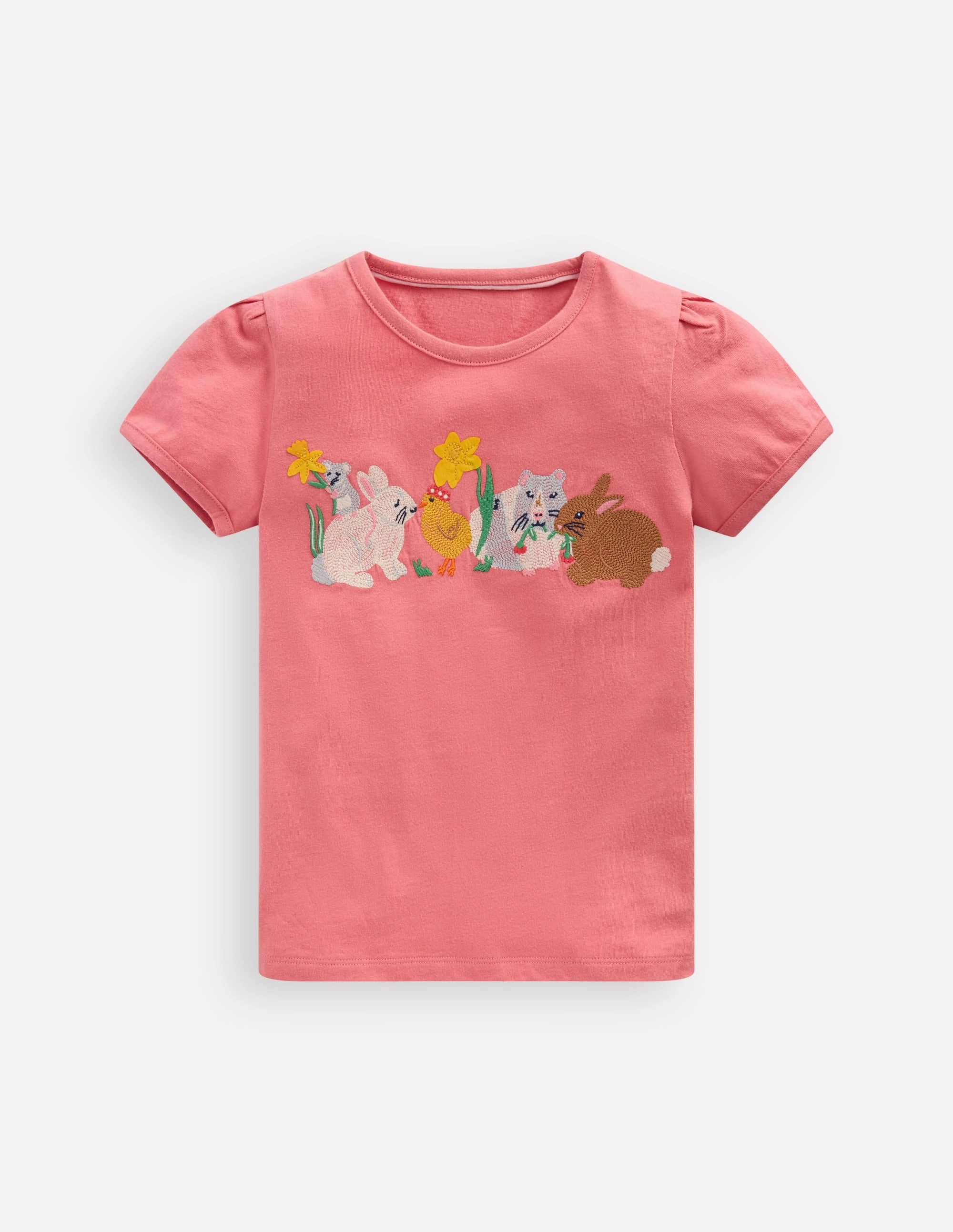 Puff Sleeve Superstitch Top-Blossom Pink Bunnies Stylish Layer Look