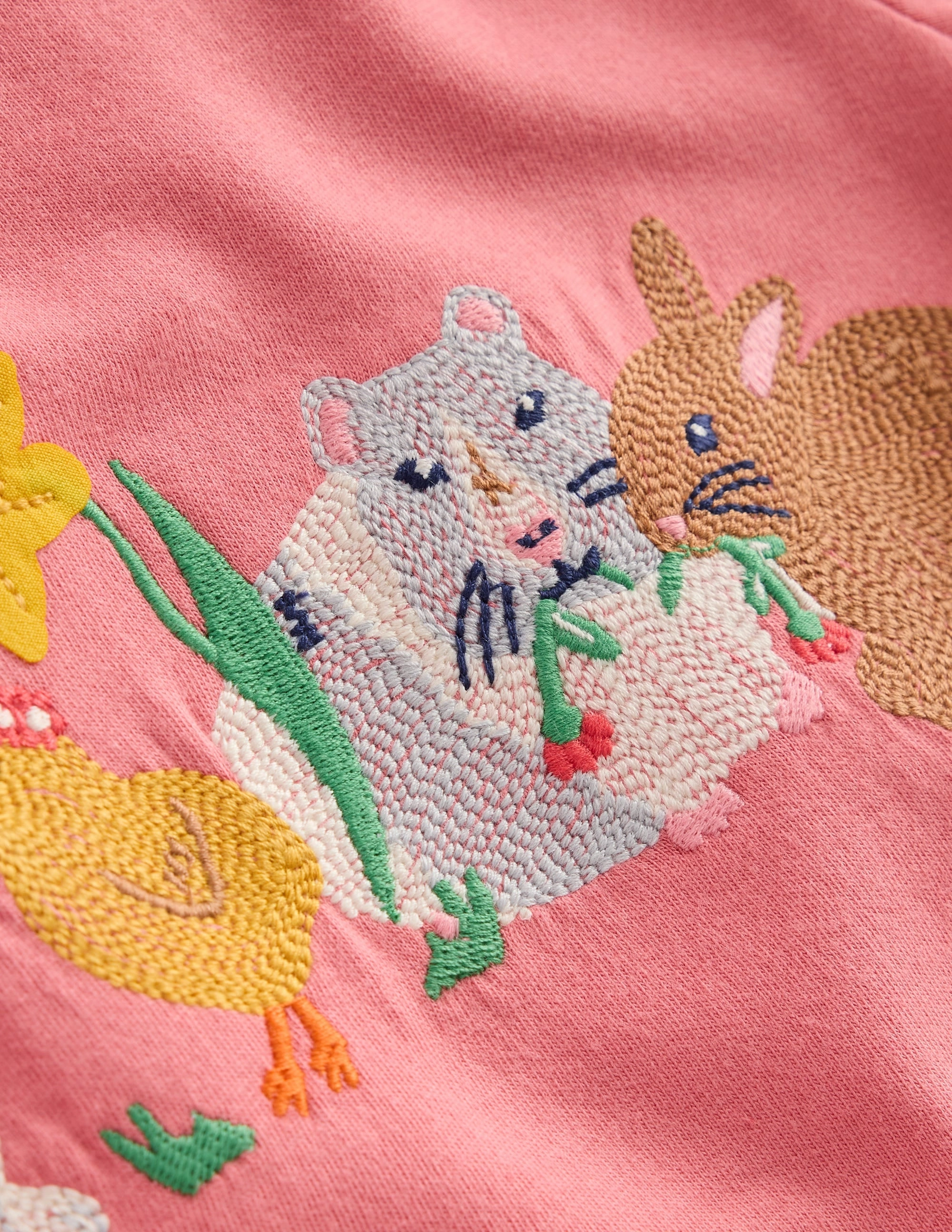 Puff Sleeve Superstitch Top-Blossom Pink Bunnies Ethically Sourced Material