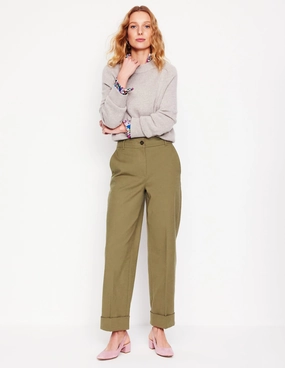 Turn Up Trousers-Warm Olive Non Irritating
