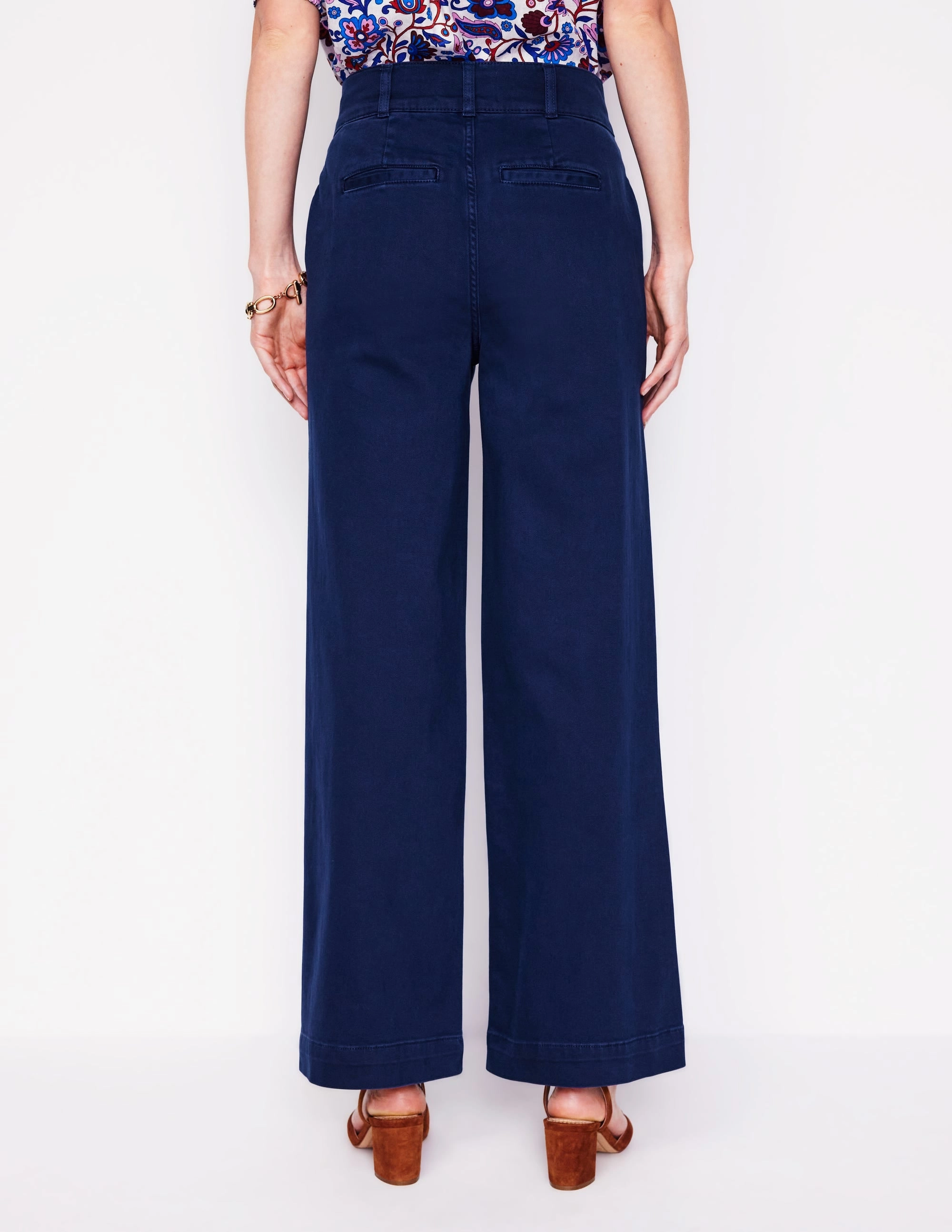 Wide Leg Cargo Trousers-Navy Sport Comfort Fit