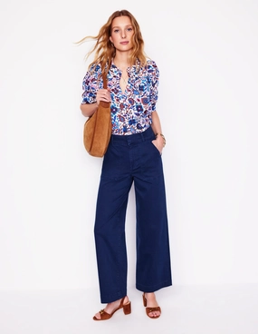 Quick Layer Wide Leg Cargo Trousers-Navy