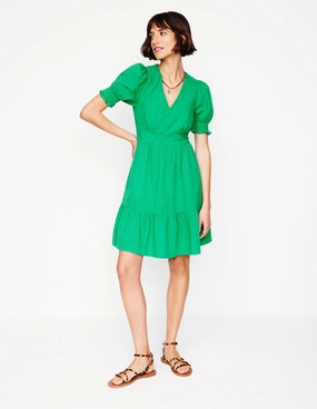 Moment Light Anna Double Cloth Short Dress-Bright Green