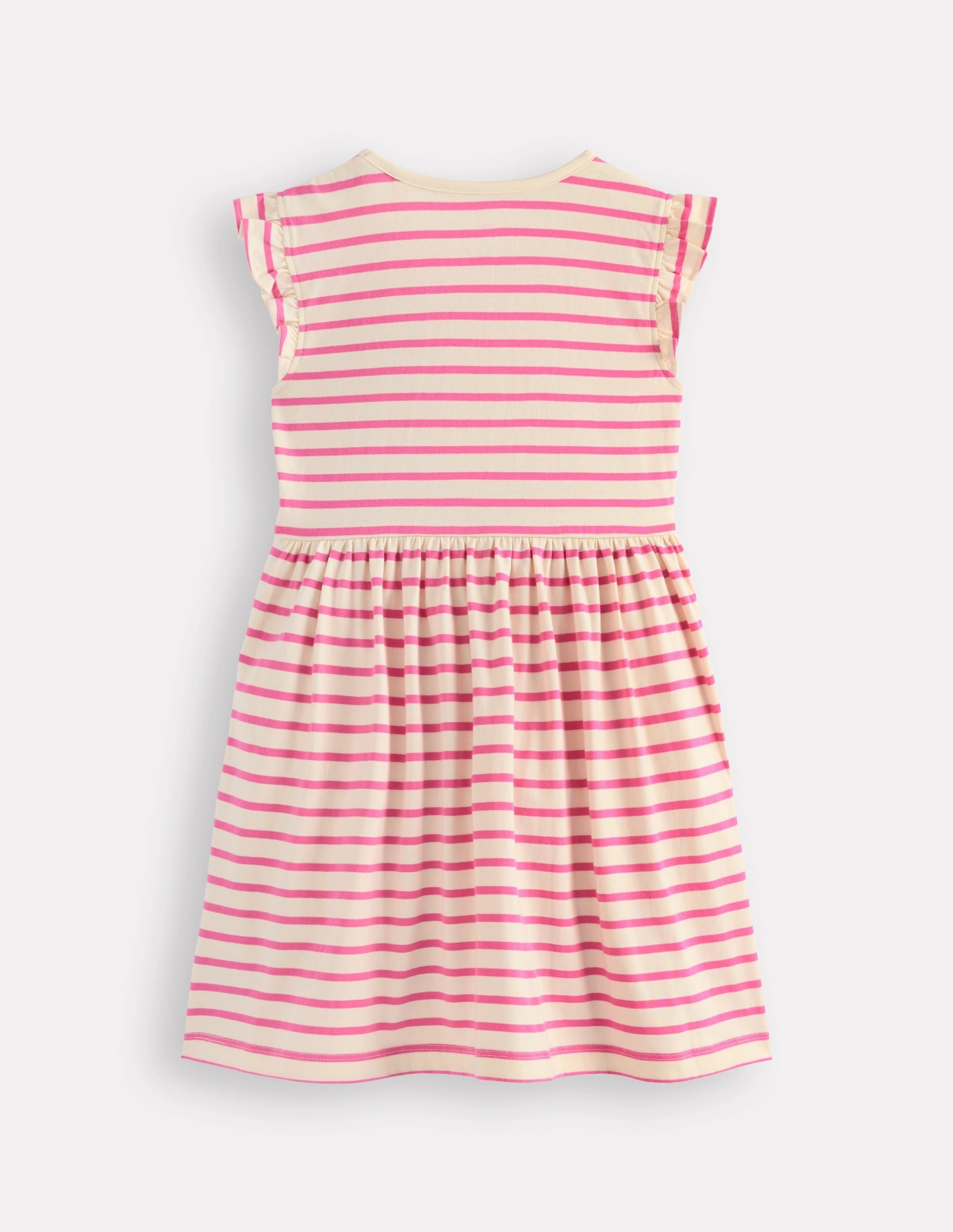 Flutter Sleeve Appliqu?? Dress-Pink Stripe Cakes DeepPocketStyle
